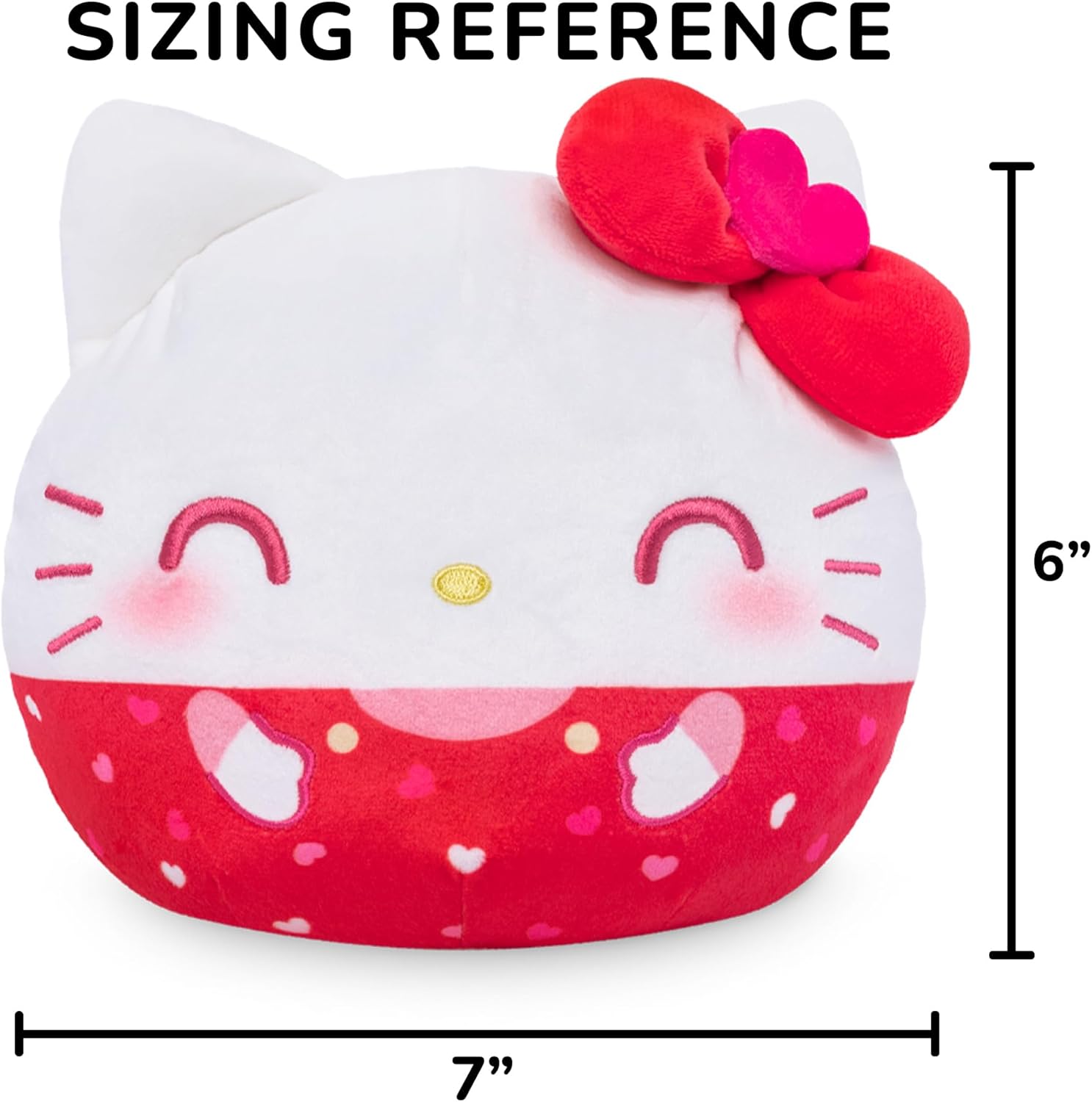 TeeTurtle Hello Kitty Reversible 6" Sanrio Plush - Pink and Red Hearts - Amazon Exclusive Kawaii Cute Soft Plush