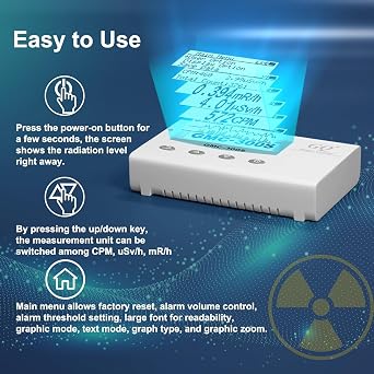 GQ GMC 300S Nuclear Radiation Detector Meter Test Equipment Lab Radiation Protection Supplies Dosimeter Beta Gamma X-ray Portable Radiation Monitor Meter with a Silicone Case (Black)