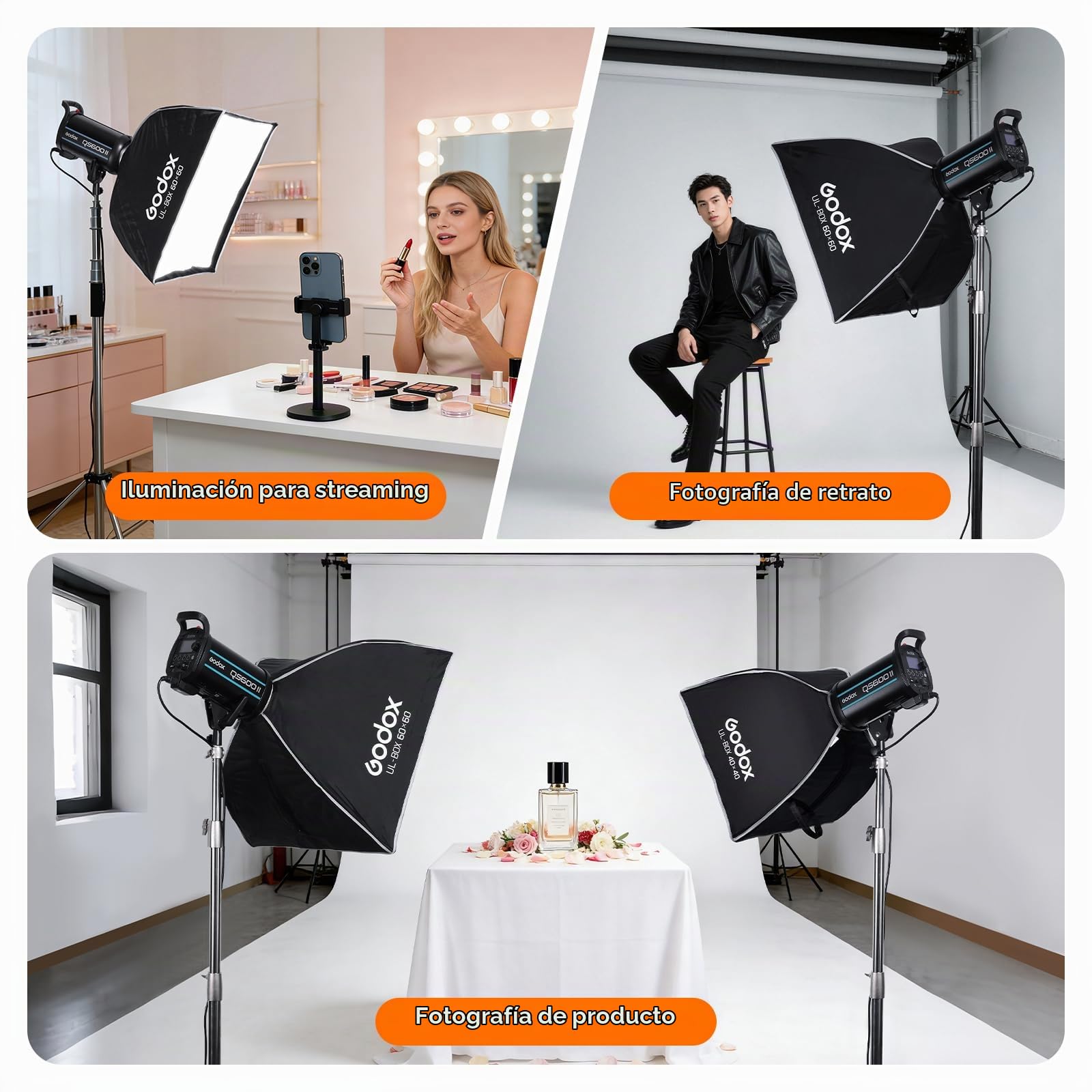 Godox UL-Box 60x60 cm / 24x24 Pulgadas Softbox Cuadrada, Montura Bowens