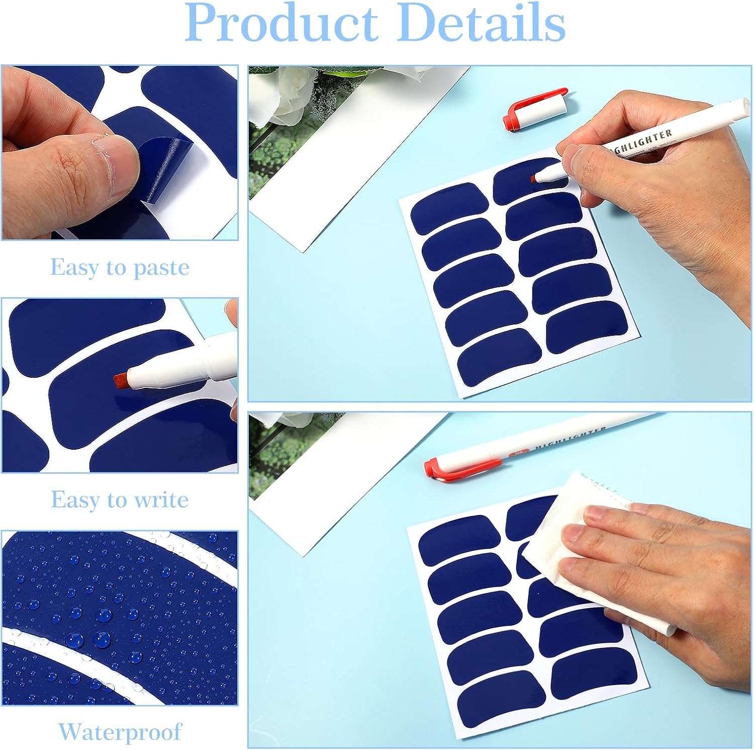 125 Pairs Eye Blue Stickers for Kids, Customizable Sports Face Eyeblack Sticker for Baseball Football Softball Fans,Eye Strips Face Stickers for Sport Game Day Themed Party Birthday Party Supplies