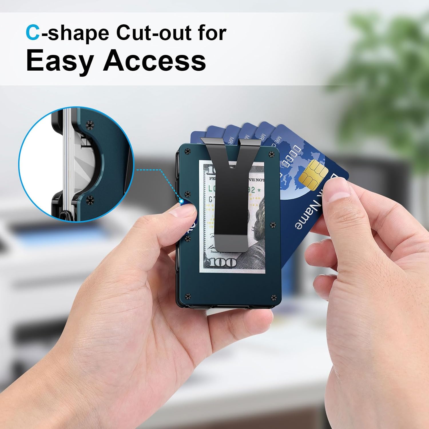 CHJGLNL Minimalist Wallet, Slim Wallet for Men, Minimalist Cash Strap and Money Clip Wallet, Front Pocket Wallets, Metal Wallet, RFID Blocking, 22 Card Capacity - Image 3