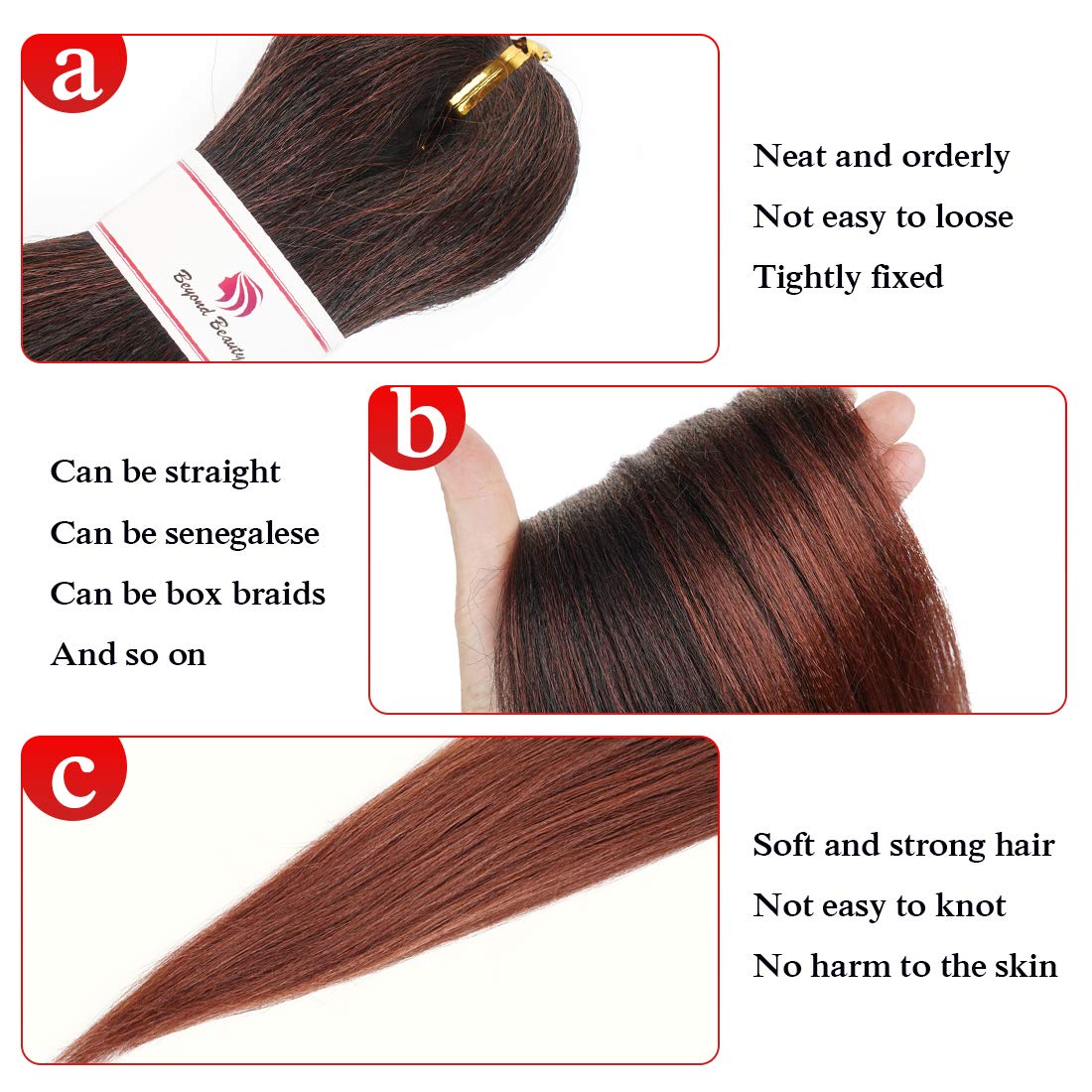 Pre-stretched Braids Hair 26 Inch 8 Packs Professional Itch Free Hot Water Setting Synthetic Fiber Ombre Yaki Texture Braid Hair Extensions 1B-350