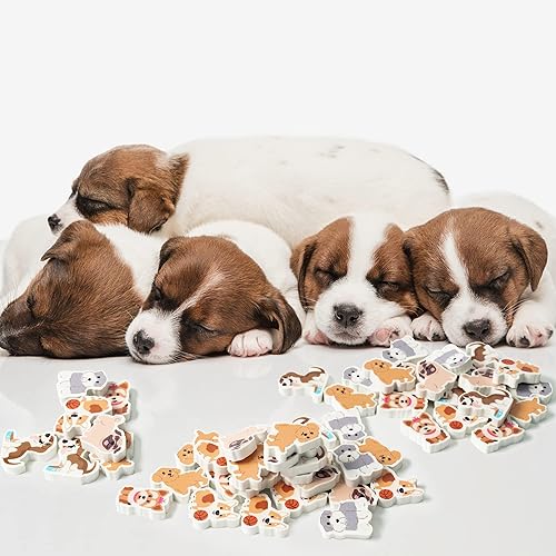 Miniatura 4 de ANGOLIO 60 piezas Borradores de animales para niños - Lindas gomas de perro para lápices, recompensas de aula, mini mascotas de escritorio 3D para