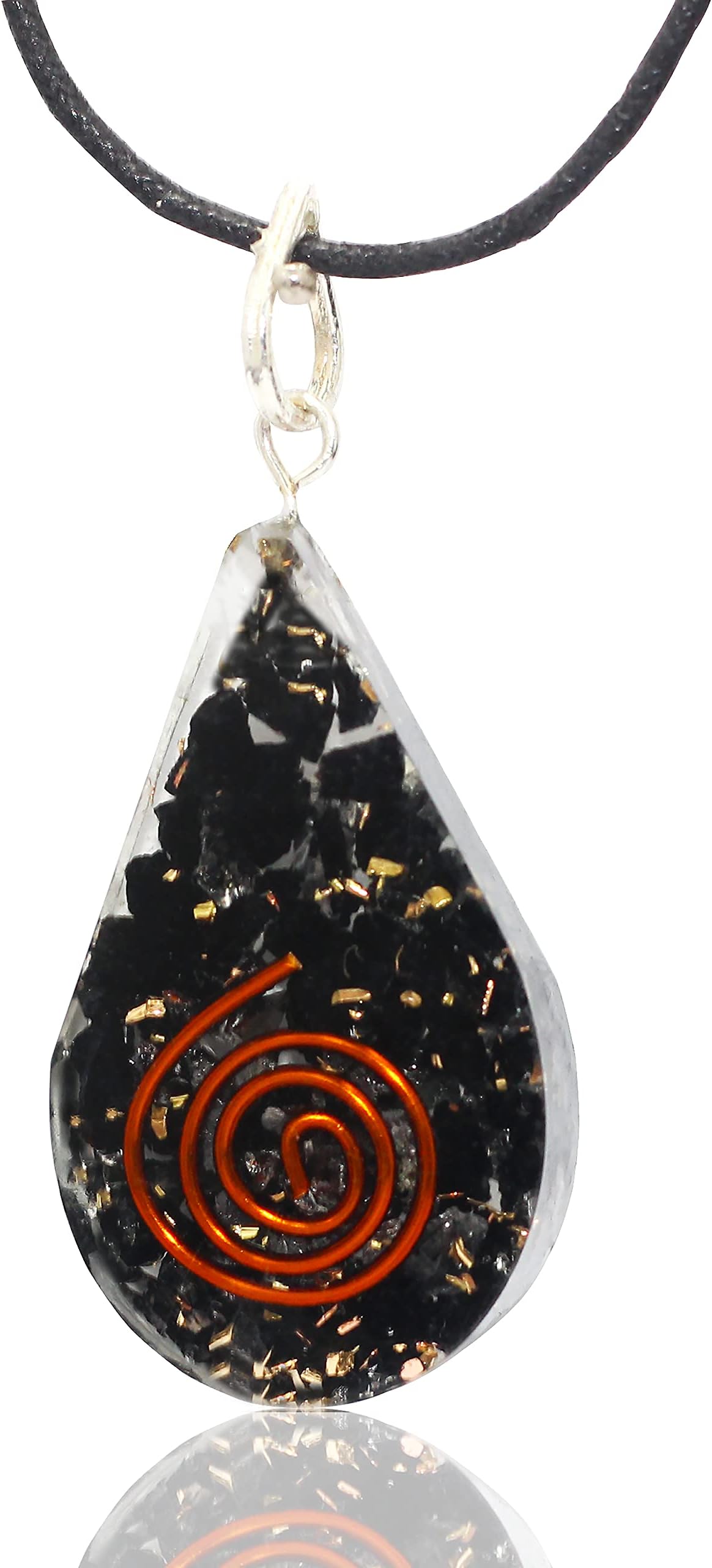 Pura Esprit Orgone Pendant Black Tourmaline Healing Crystals - Chakra Stones Orgone Energy Generator Orgonite Pendant Necklace for - E-Energy Protection Vivid Dream Procrastination Chakra Healing