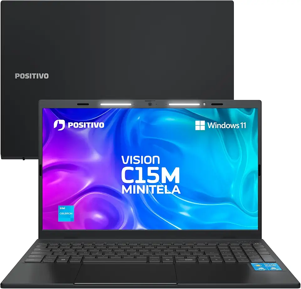 Notebook Positivo Vision C15M Intel Celeron N4500 Windows 11 Home 4GB RAM 128GB eMMC Tela 15" Full HD IPS Antirreflexo - Minitela e Tecla Copilot - Cinza
