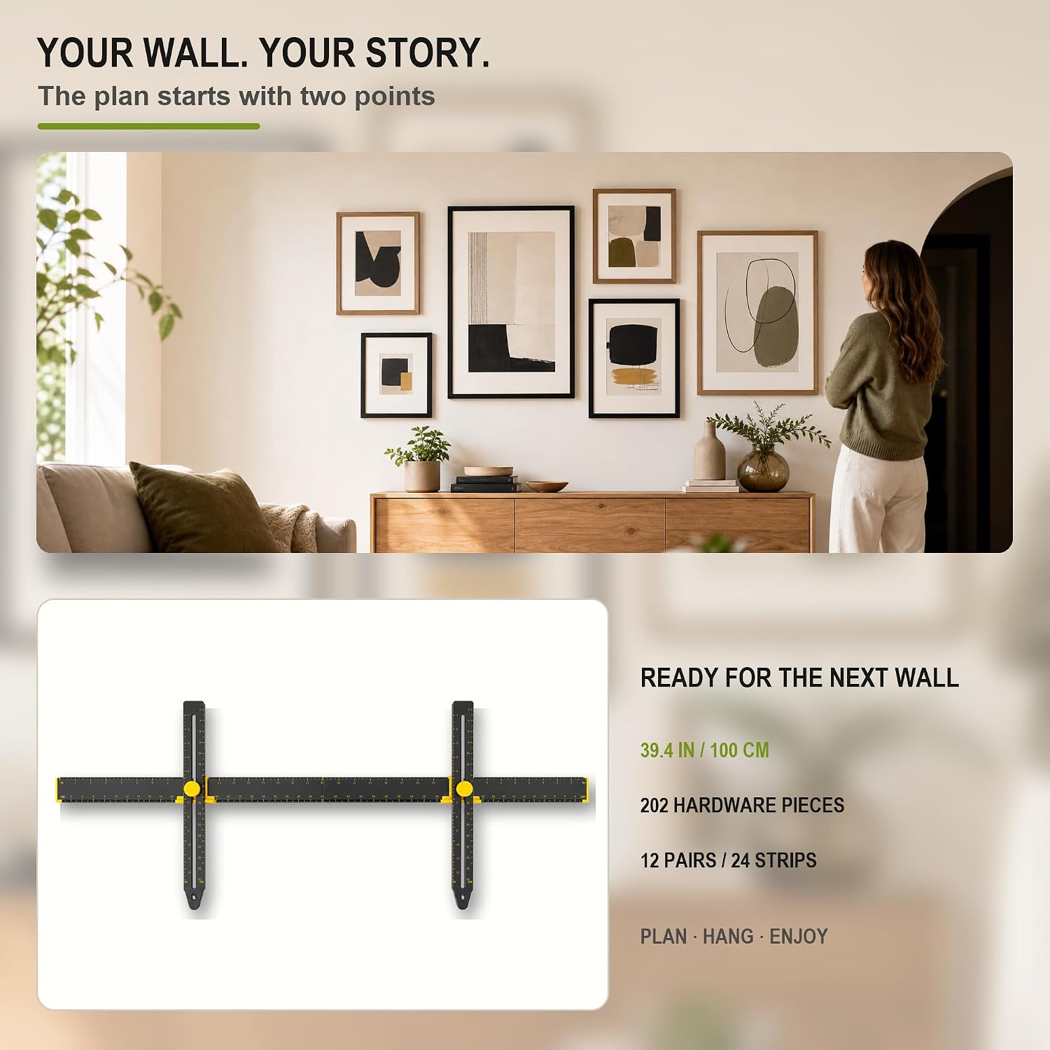 Picture Hanging Tool with Level, 39.4 in Ruler, 202-Piece Kit