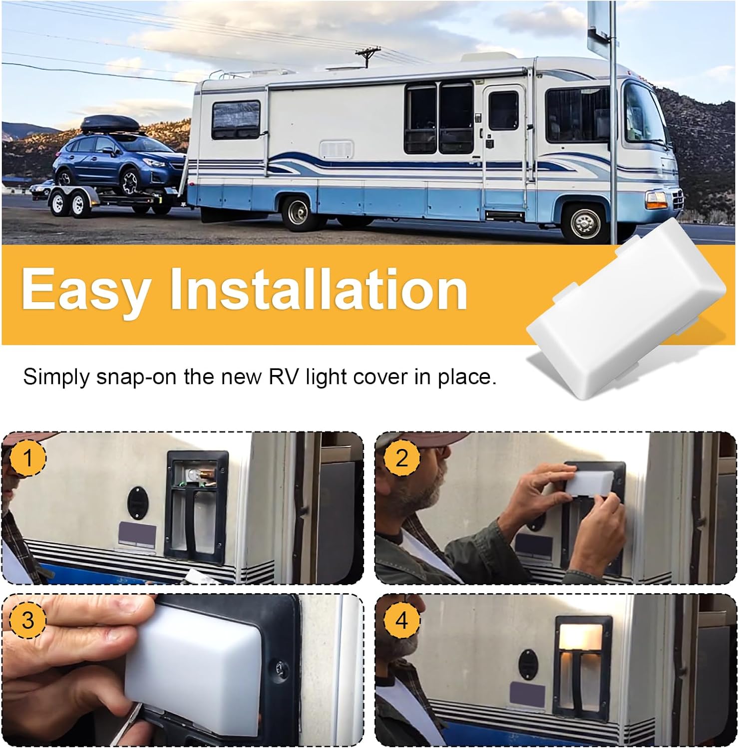 ERETOW SR33101 RV Porch Light Lens Cover Replacement for Bargman Door Handle Lights, RV Exterior Light Cover for Lance/Fleetwood/Dolphin Camper Parts (4.1 x 2 Inches)