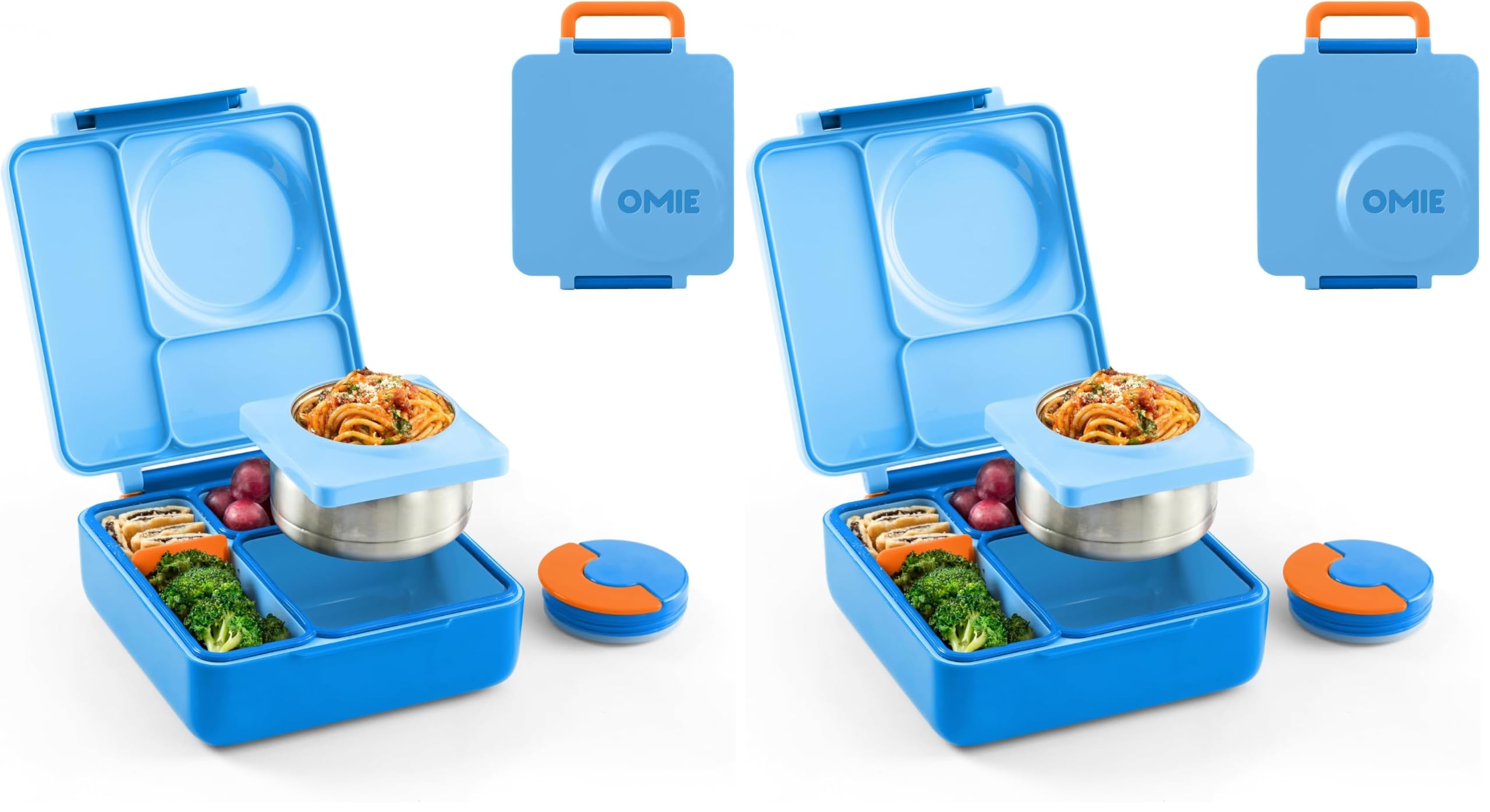 Omie OmieBox Kids Insulated Leakproof Bento Lunch Box with Food Jar (Blue Sky) (Pack of 2)