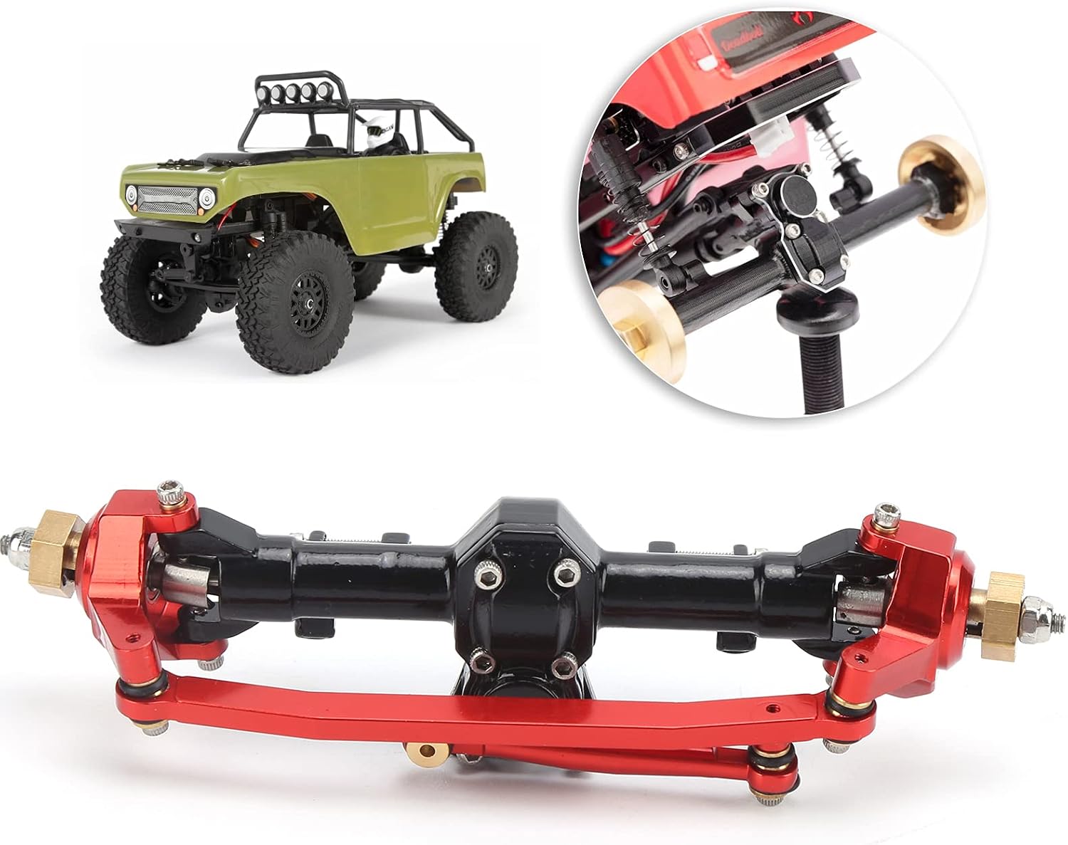 Alomejor RC Front Axle Assembly, Metal Complete Front Axle Shaft Assembly for SCX24 90081 1/24 RC Car Upgrade Parts(Silver)