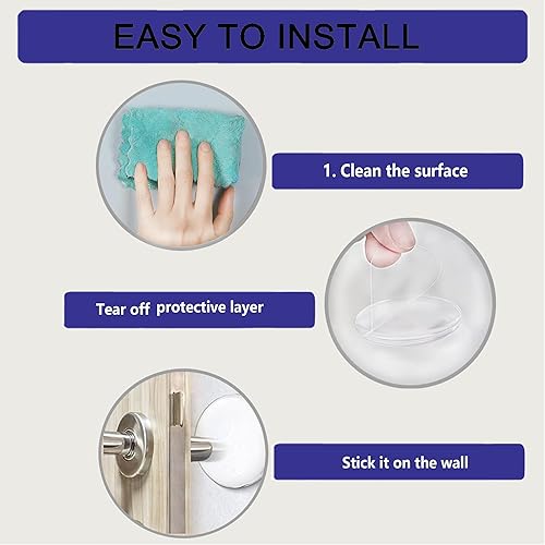 Miniatura 6 de 24 protectores de pared para tope de puerta de 1.57 pulgadas, protector de pared para pomos de puerta, autoadhesivo, protectores de pared de goma