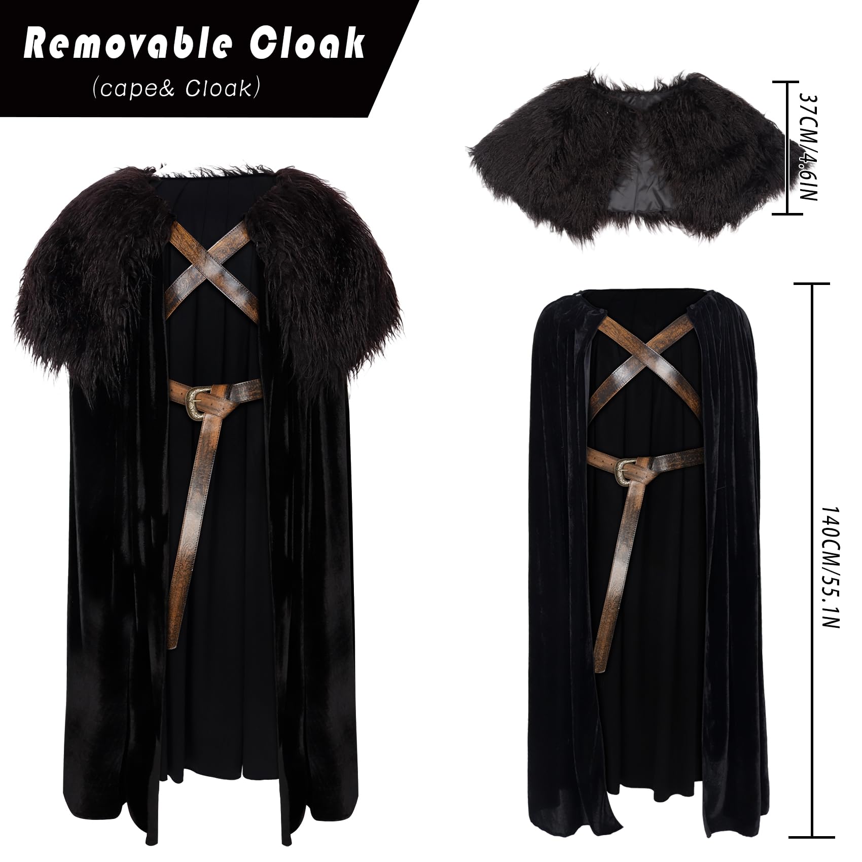 Mantello Vichingo Rinascimentale In Velluto Con Pelliccia Sintetica: Nero, Elegante E Caldo, Per Halloween E LARP