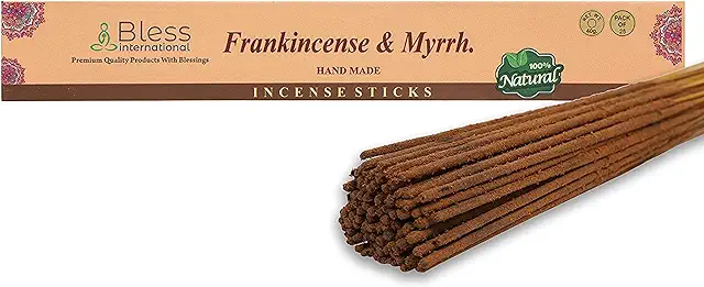 100% Natural Frankincense & Myrrh Incense Sticks - Handmade, Chemical-Free (25 Sticks)