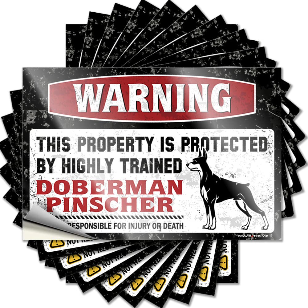 Funny Room Decor Paw Funny Sticker - Warning This Property is Protected By A Highly Trained Doberman Pinscher Window Waterproof Vinyl Sticker(12X18CM)