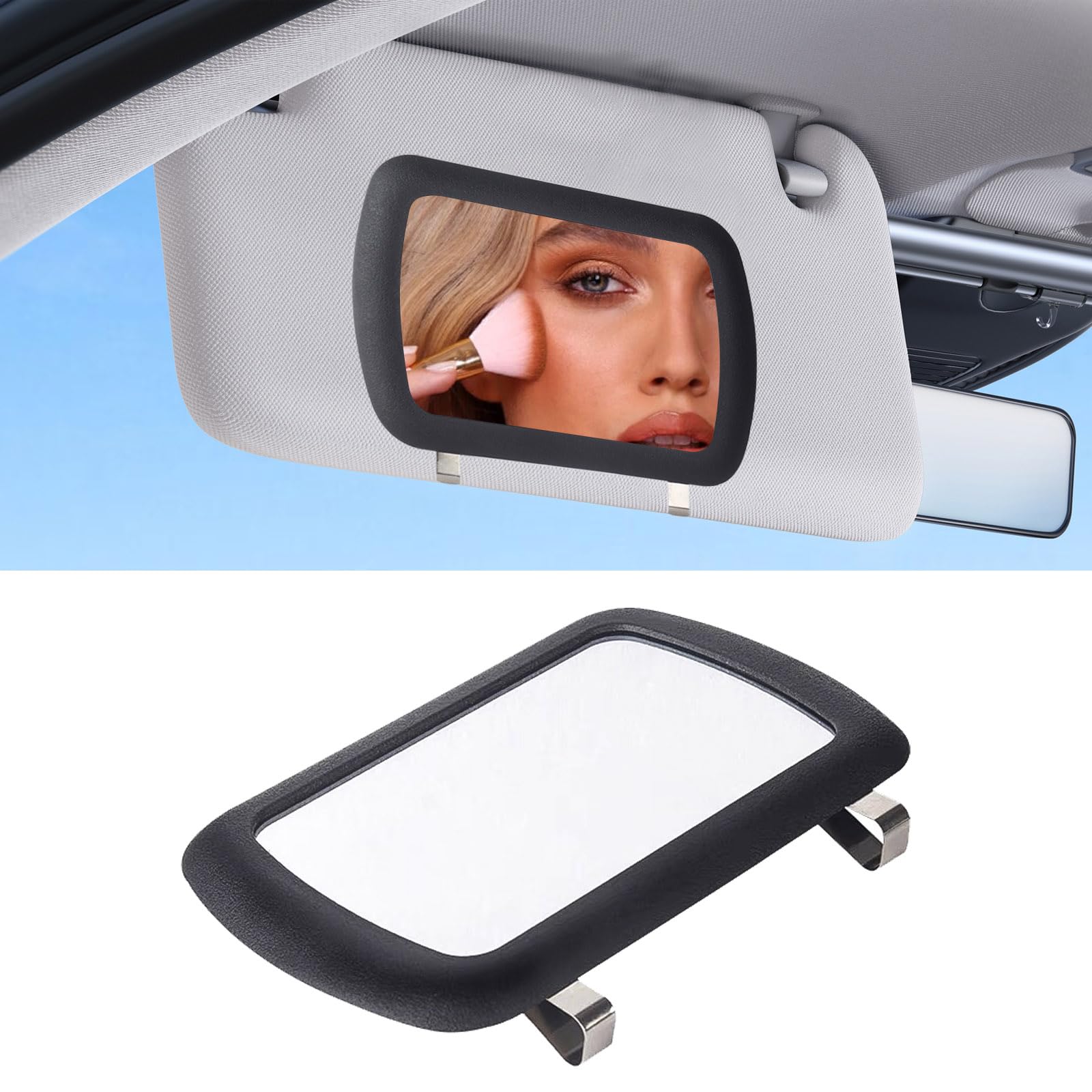 Car Visor Mirror Sun Visor Vanity Mirror, Clip-on Mirror for Car Visor Makeup Sun-Shading HD Mirror, Universal Vehicle Cosmetic Rear View Vanity Mirror with Clips for Women Girls