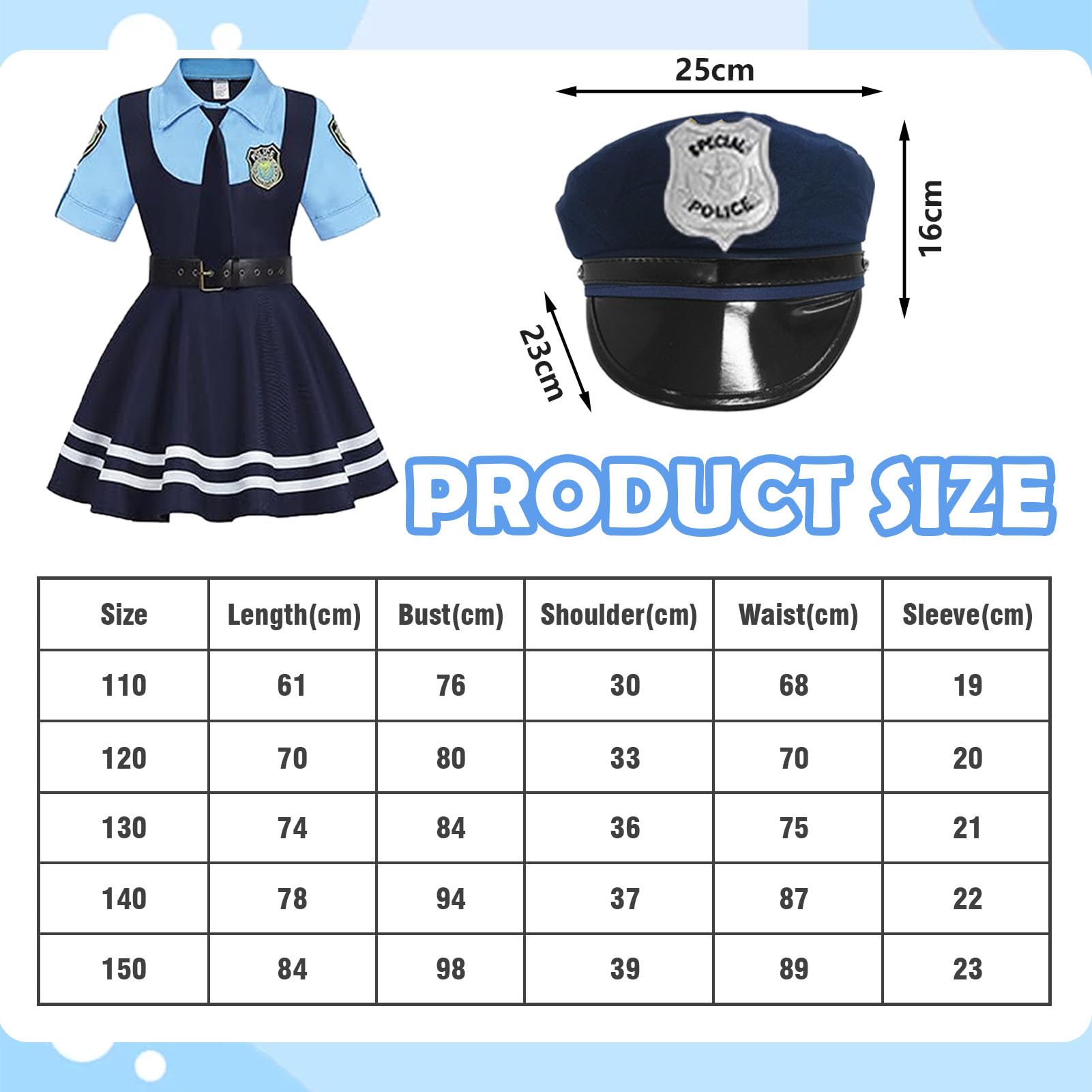 Costume da polizia, per bambini, per carnevale, Halloween, cosplay