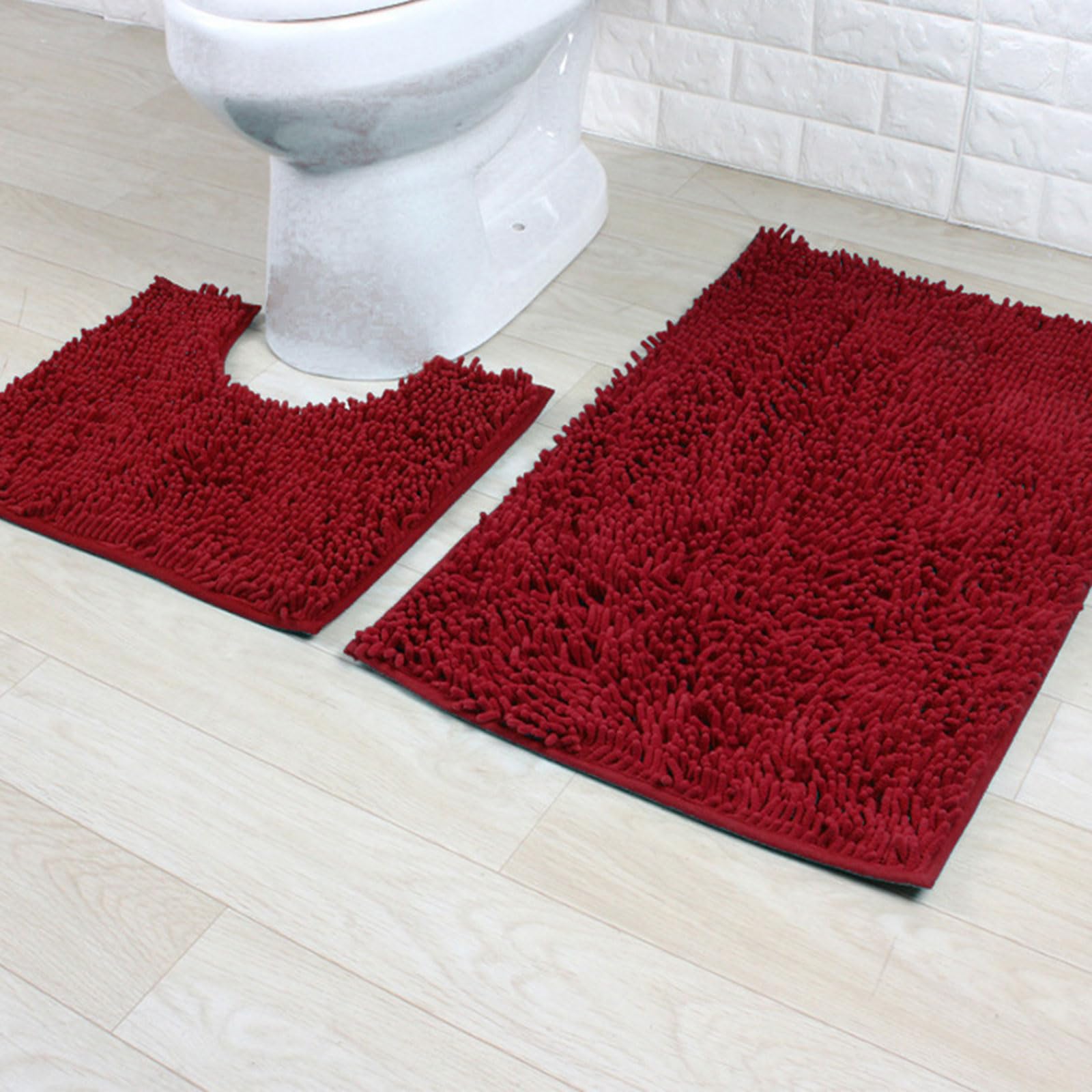 Tappeti da Bagno Tappetini da Bagno in ciniglia Set 2 Tappetini da Bagno Antiscivolo Super assorbenti Tappeti a Forma Decorazione Lavabile in Lavatrice Morbido e Assorbente
