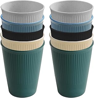 Tassen Becher Set 10 Stück, 350ML Plastikbecher Mehrweg aus PP, Unzerbrechlich Wiederverwendbare Trinkbecher Kunststoff Kaffeetassen für Haus, Party, Camping (5 Farben)