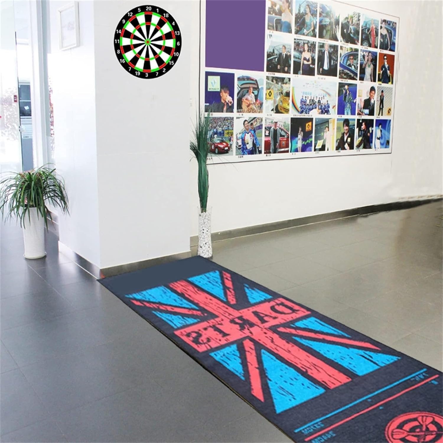 Dart Board Mat ，with Throw Lines, Heavy Duty Rubber Dart Mat, Anti Slip Dart Carpet for Dart Game, Beginners and All Dart Types