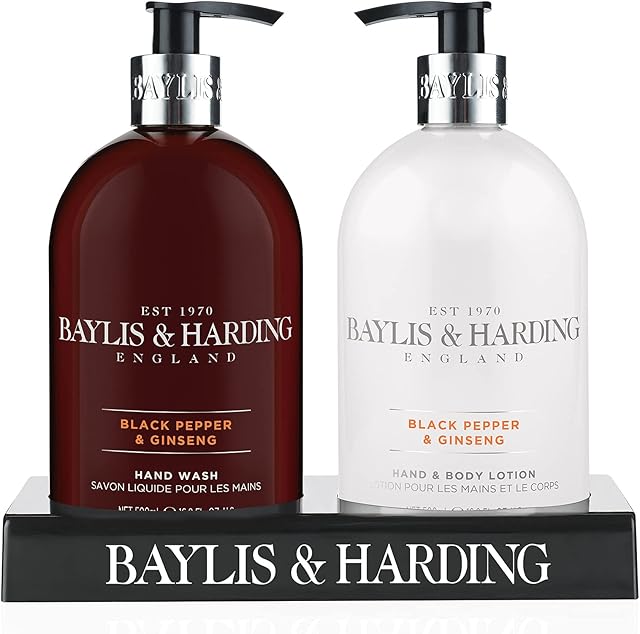Baylis & Harding Black Pepper and Ginseng Hand Wash and Lotion Set - Vegan Friendly