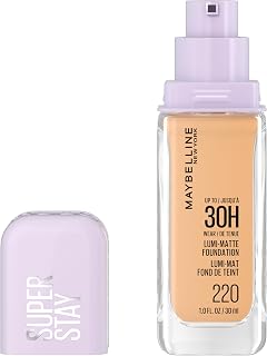 Maybelline Super Stay Lumi-Matte Foundation: Lightweight 30HR Buildable Full Coverage, Luminous Matte Finish, Shade 220, Vegan