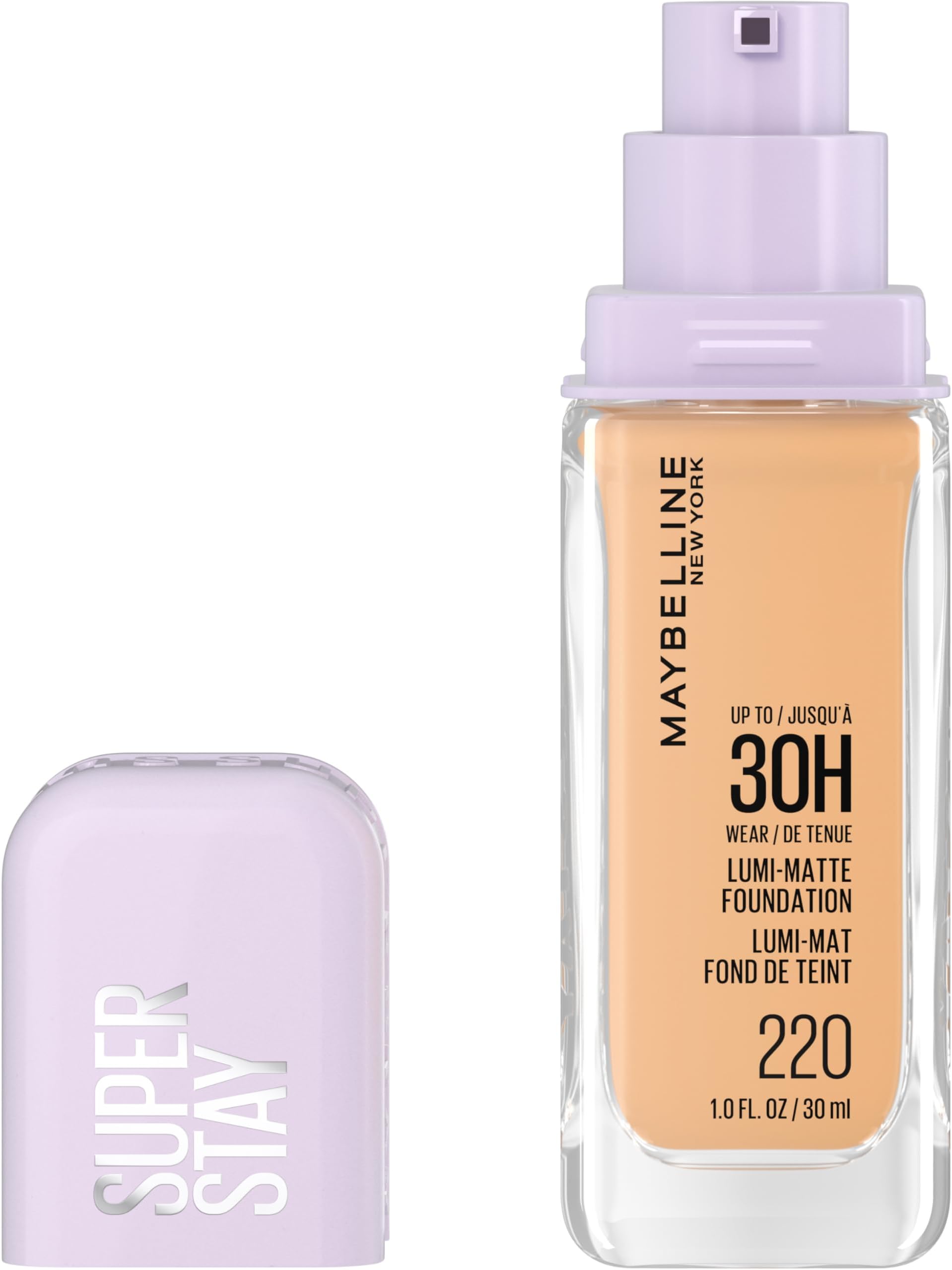 Super Stay Lumi-Matte Foundation, Lightweight and Buildable Full Coverage Foundation Makeup For Up To 30HR Wear, 220, 1 Count