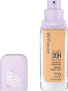 Maybelline Super Stay Lumi-Matte - Base de maquillaje ligera y construible de cobertura completa para hasta 30 horas de uso, 220, 1 unidad