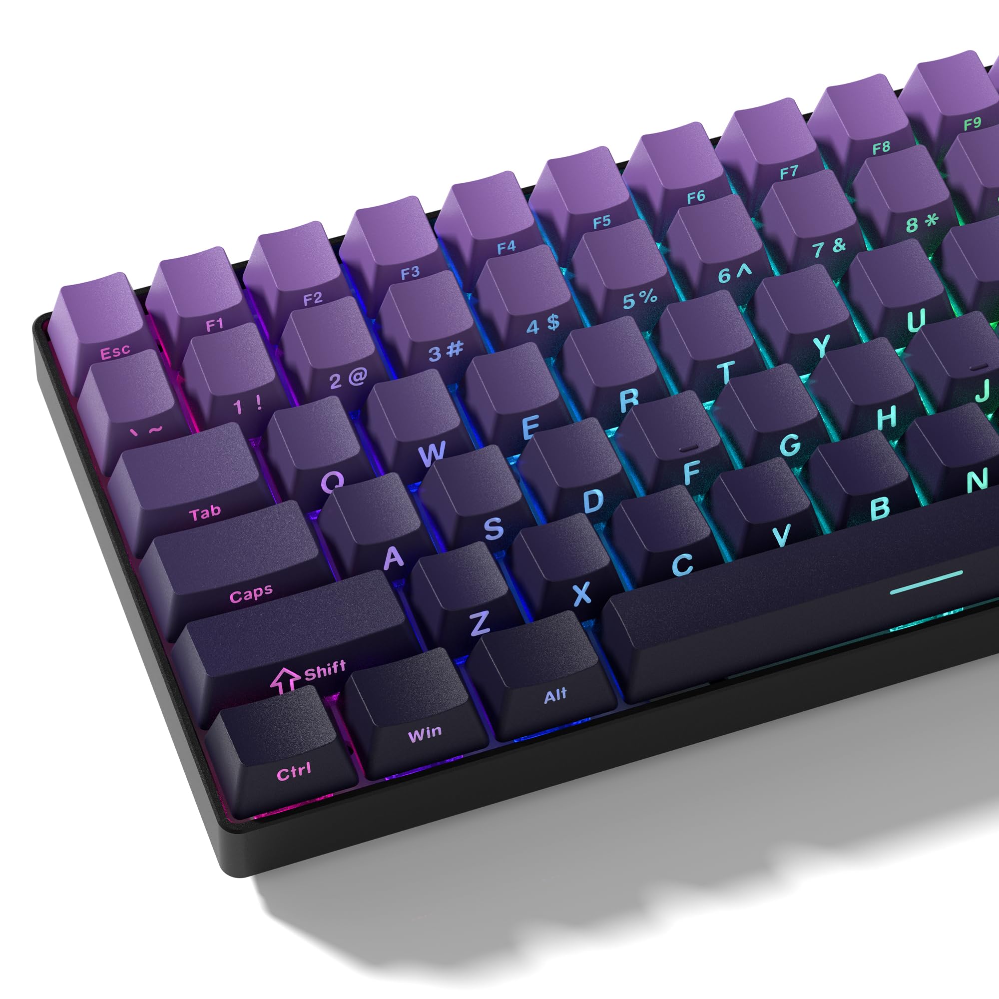 dagaladoo Double Shot PBT keycaps,Shine Through keycap 75 percen,OEM Profile,Gradient Purple Keyboard keycap,Side Printed keycaps for Mechanical Gaming Keyboards(134key,only keycaps)