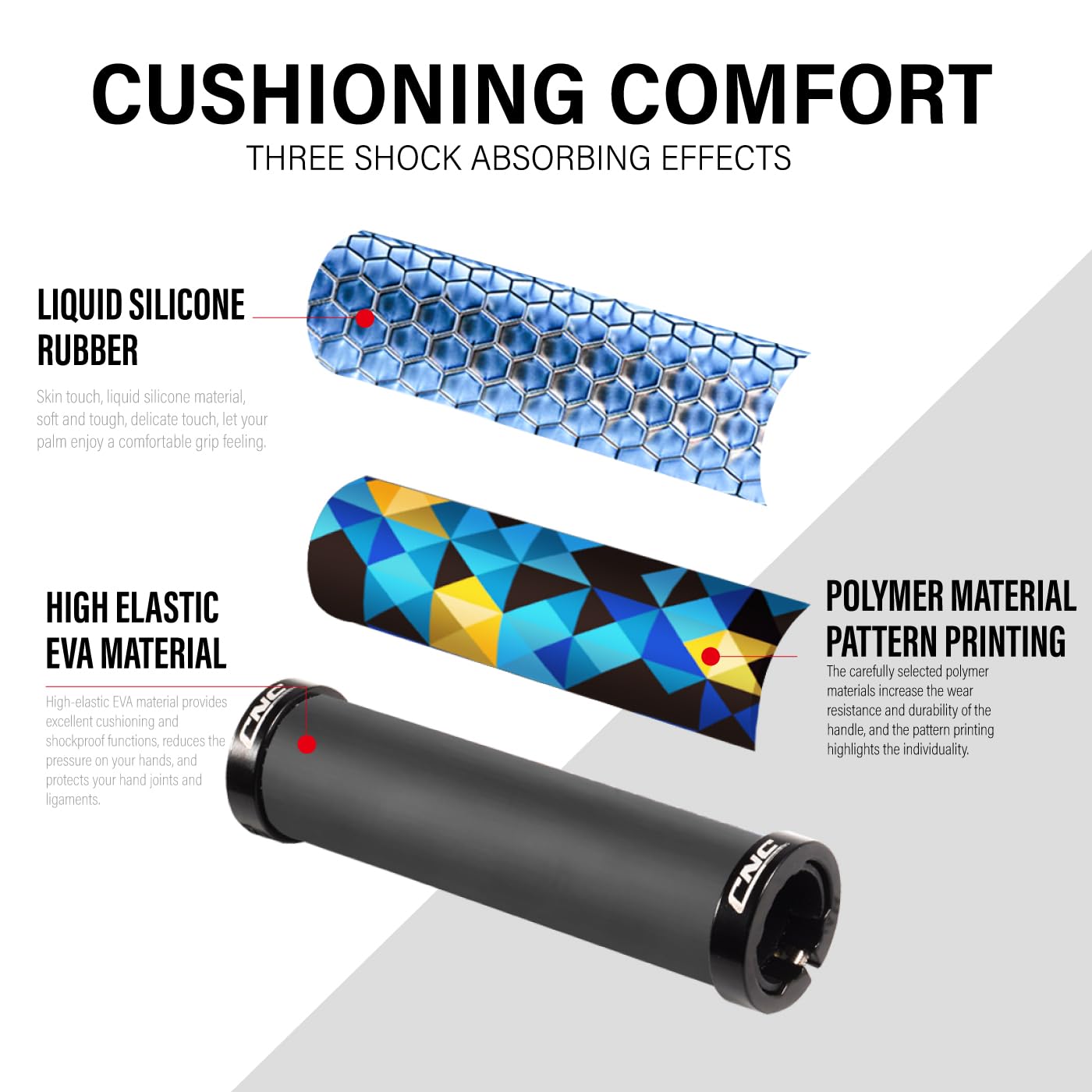 Manopole CNC per manubrio della bicicletta, impugnature in silicone MTB, impugnature in gel per mountain bike/BMX/bicicletta.