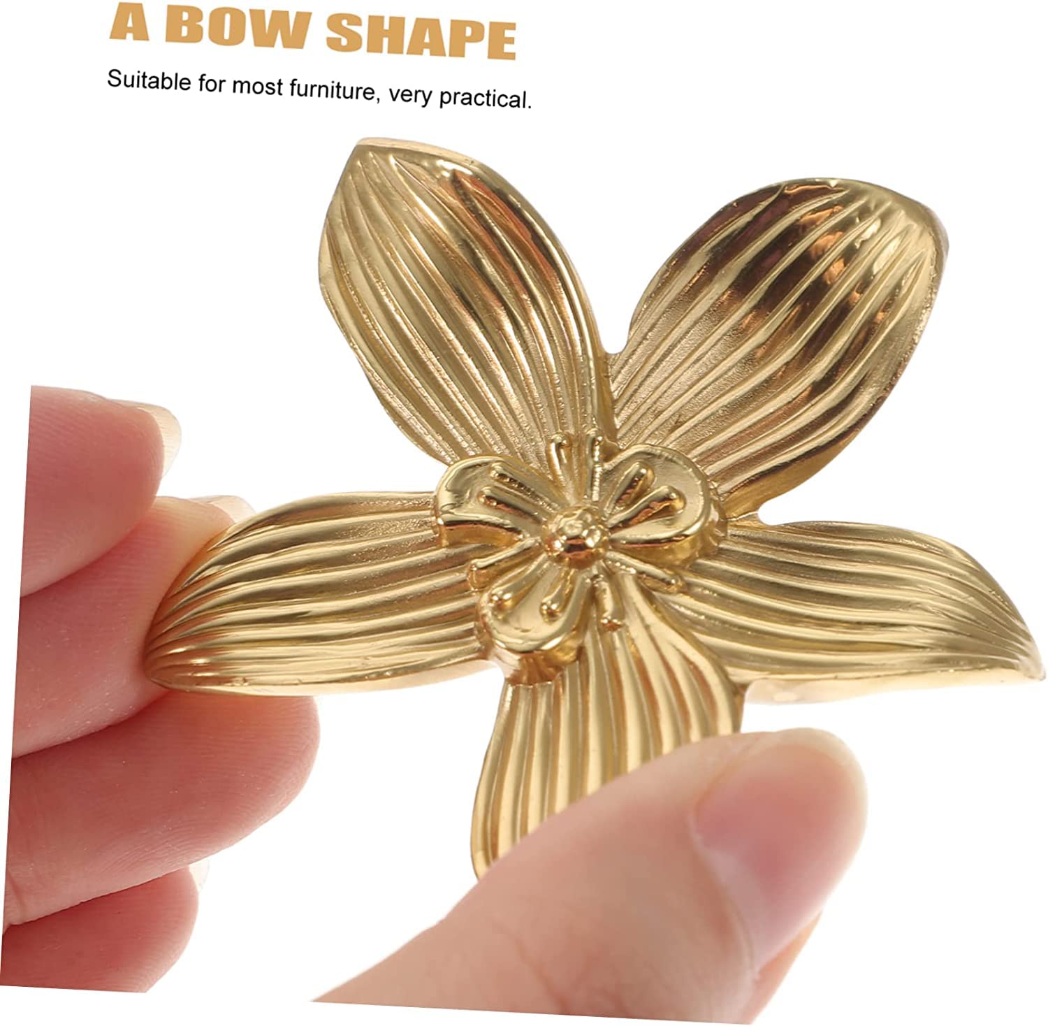 SYZOW 6 Pack Solid Brass Flowers Shape Cabinet Knobs Drawer Knobs,Cabinet Knobs Kitchen Hardware Door Knobs Metal Cupboard Knobs for Dresser Drawers - Image 4