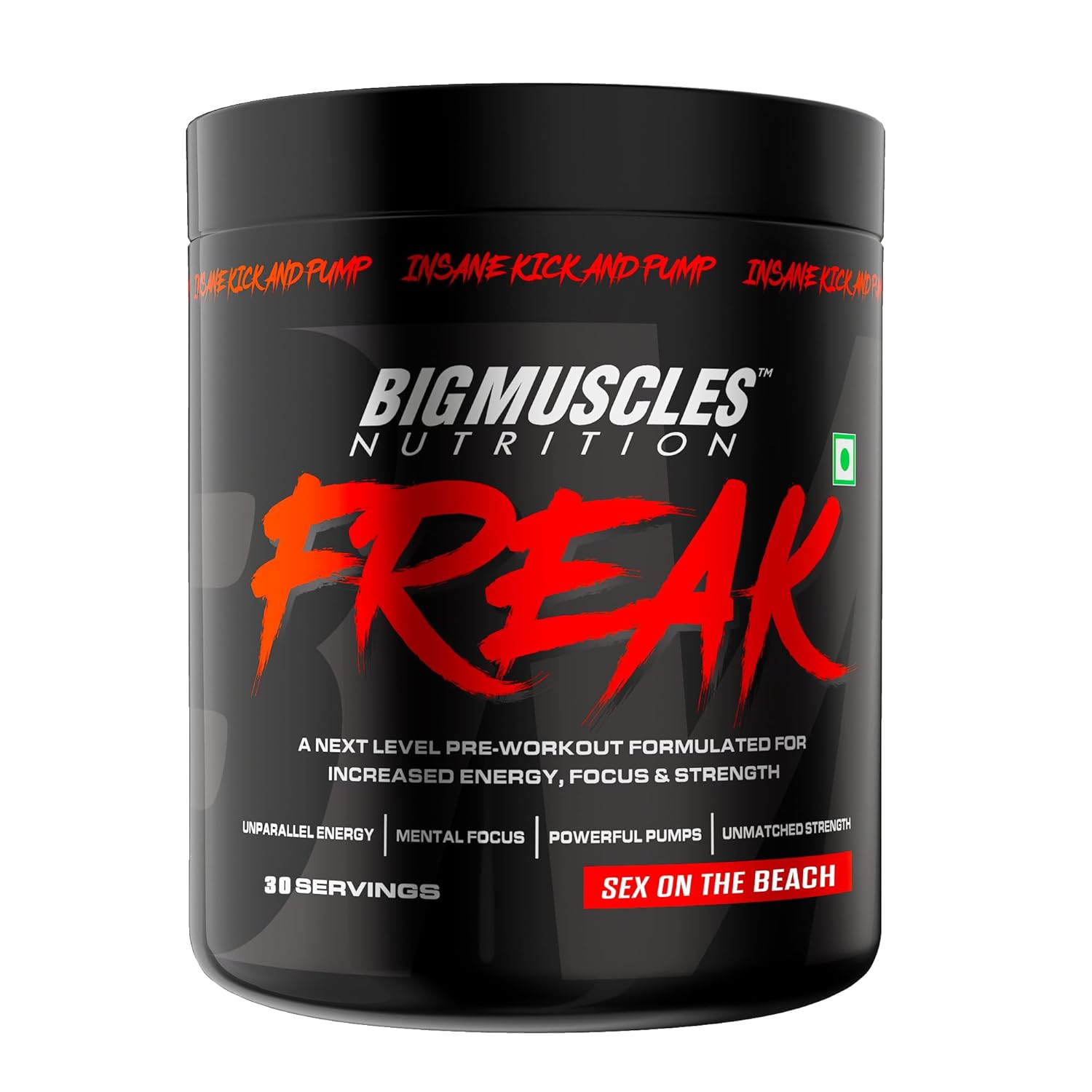 Bigmuscles Nutrition Freak Pre-Workout [30 Servings, Sex on the Beach] | Increased Energy, Strength, Mental Focus & Powerfull Pumps | 180 gm