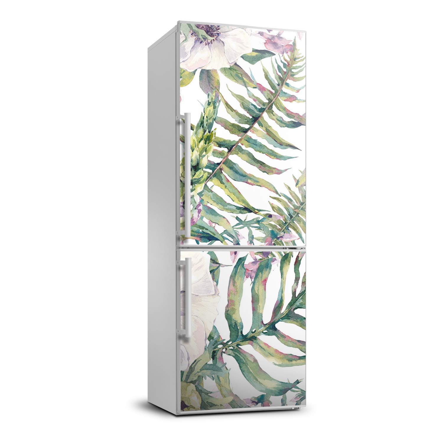 Cubierta de refrigerador para ocultar arañazos vinilo autoadhesivo hojas tropicales
