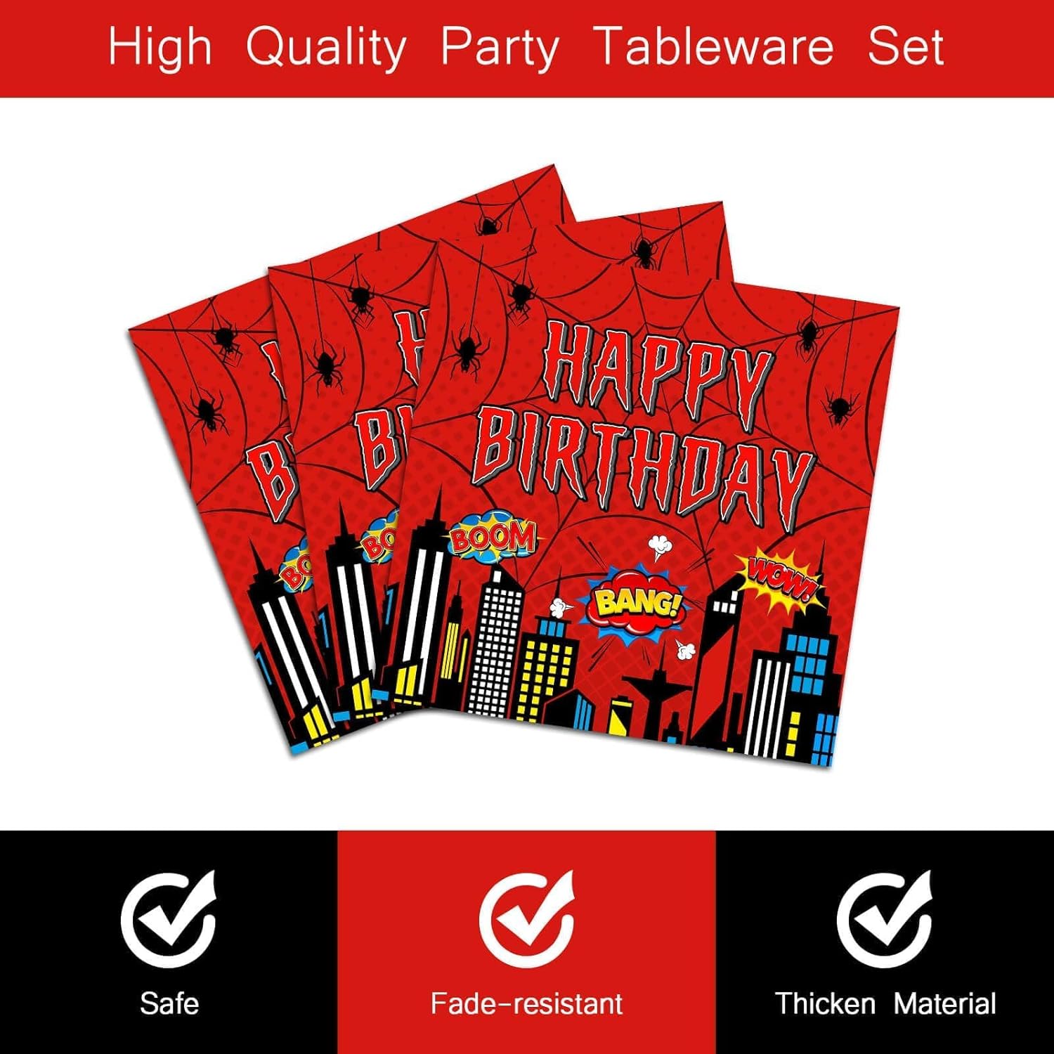 96Pcs Cartoon Red Spiderweb Paper Plates and Napkins Set Disposable Tableware Set for Birthday Party Decorations Spiderweb Dinnerware for Boys Girls Served 24 Guests image 3 of 6 B0F4QP9NKR