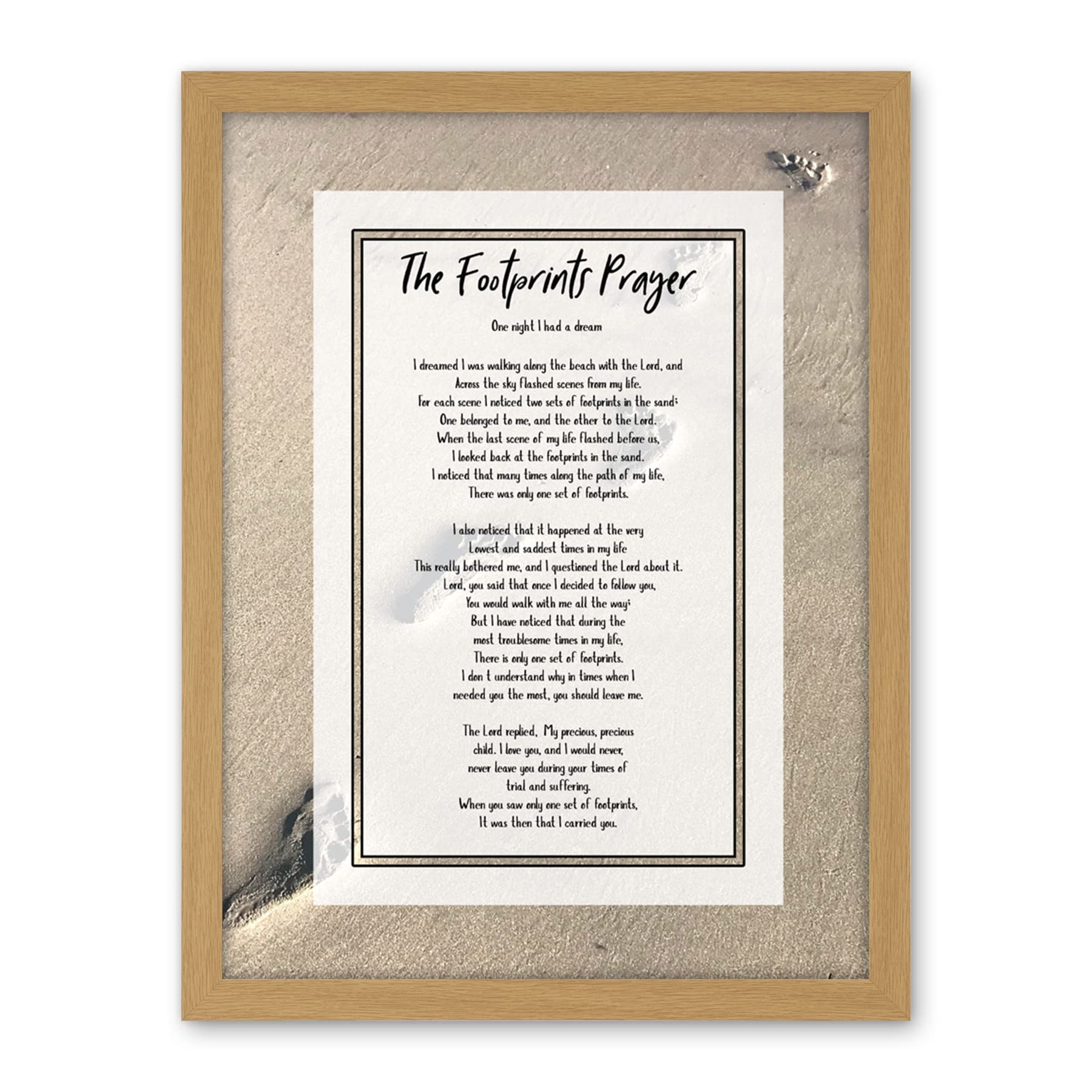 Artery8 God Jesus Footprints In The Sand Poem Inspirational Artwork Framed Wall Art Print 18X24 Inch