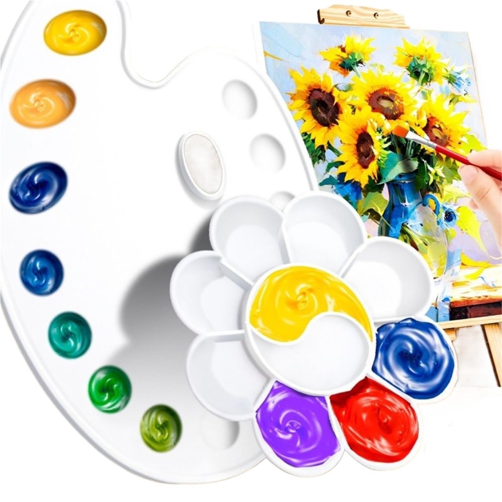 Tavolozza di plastica 5 pezzi di pigmento in plastica for olio e acquerello, tavolozza bianca, vassoio for pigmenti artistici Per mescolare i colori(26x34.6cm)