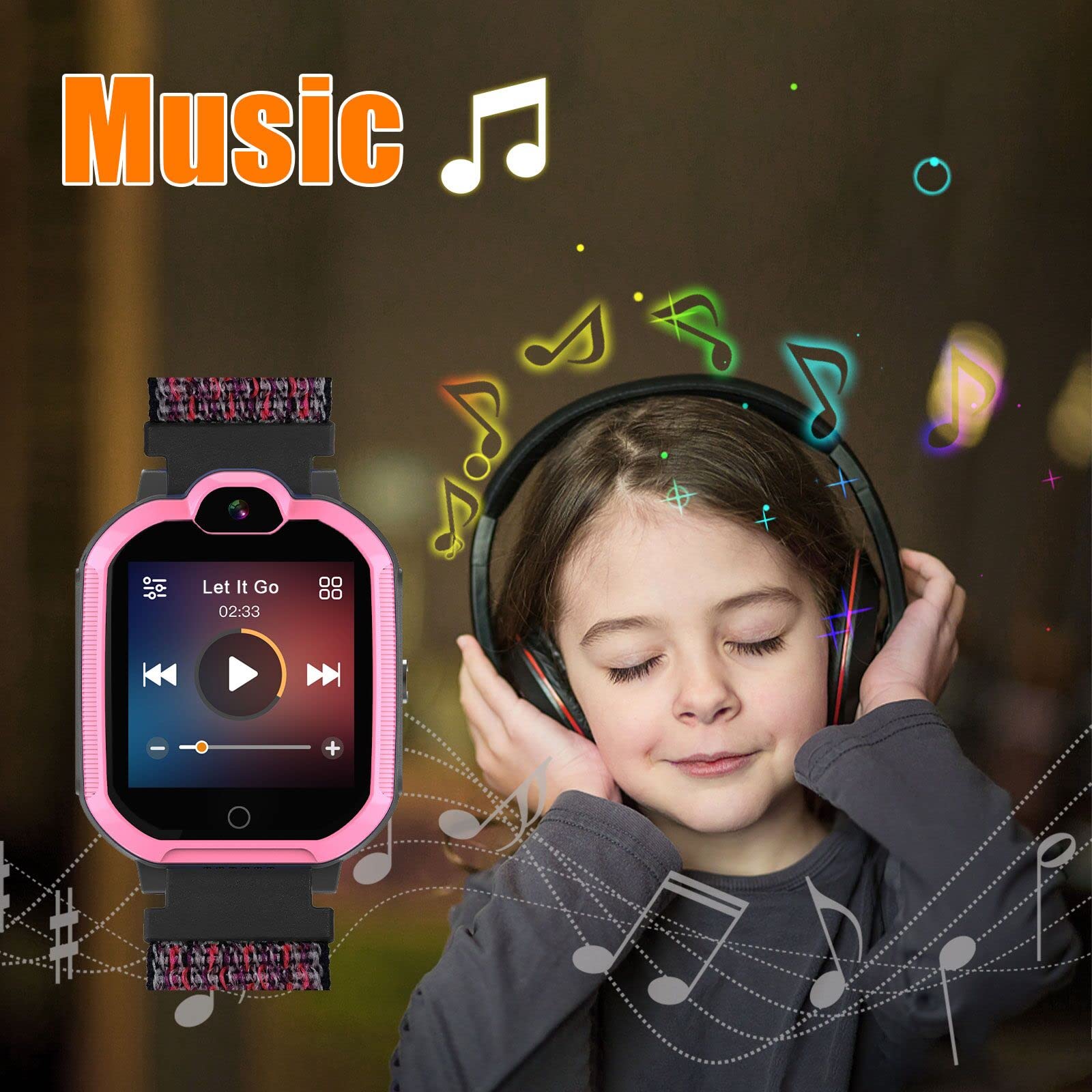 PTHTECHUS Montre Connectée Enfant 4G, Montre GPS Enfant avec Appel, Chat Vocal et Vidéo, Alarme, SOS, Appareil Photo, Podomètre, Mode Classe, WiFi, Music Watch pour 4-12 Garçons Filles