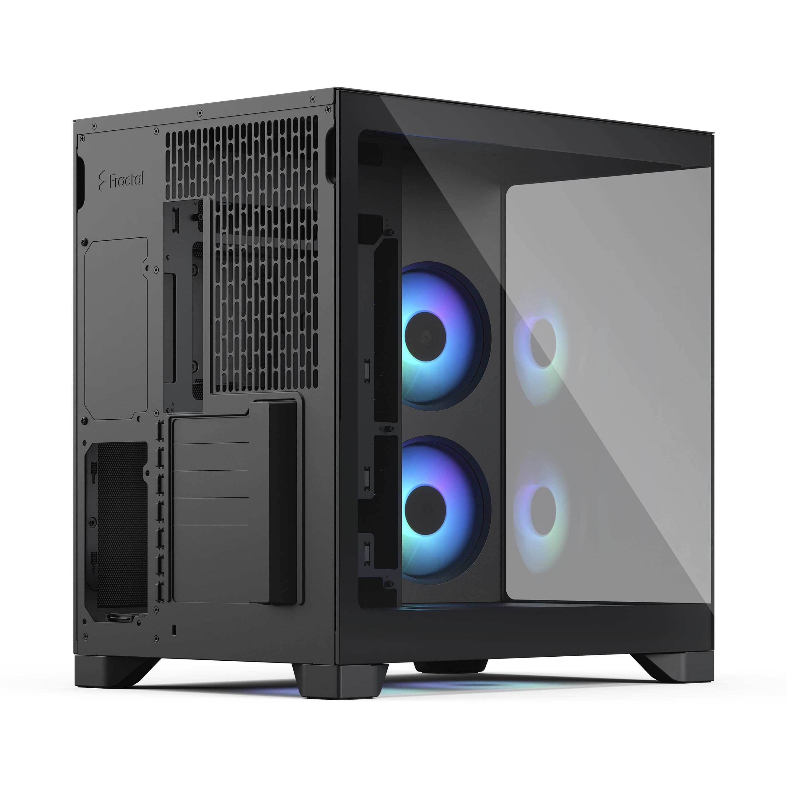 Fractal Design Pop 2 Vision Black RGB PC‑Gaming‑Gehäuse mit Panoramaglas – Dual‑Kammer‑Design – 4 RGB‑Reverse‑Lüfter – ATX/E‑ATX/mATX/ITX