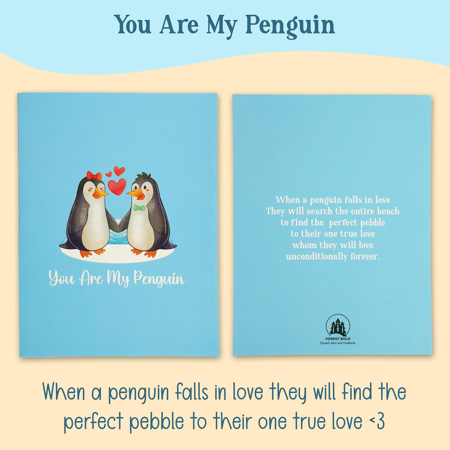 Penguin Pebble 3D Pop Up Card, You Are My Penguin Valentine Love Card for Couples, Anniversary, Birthday Card for Husband, Wife, Fiance, Boyfriend or Girlfriend, Romantic Wedding Gift - Image 5