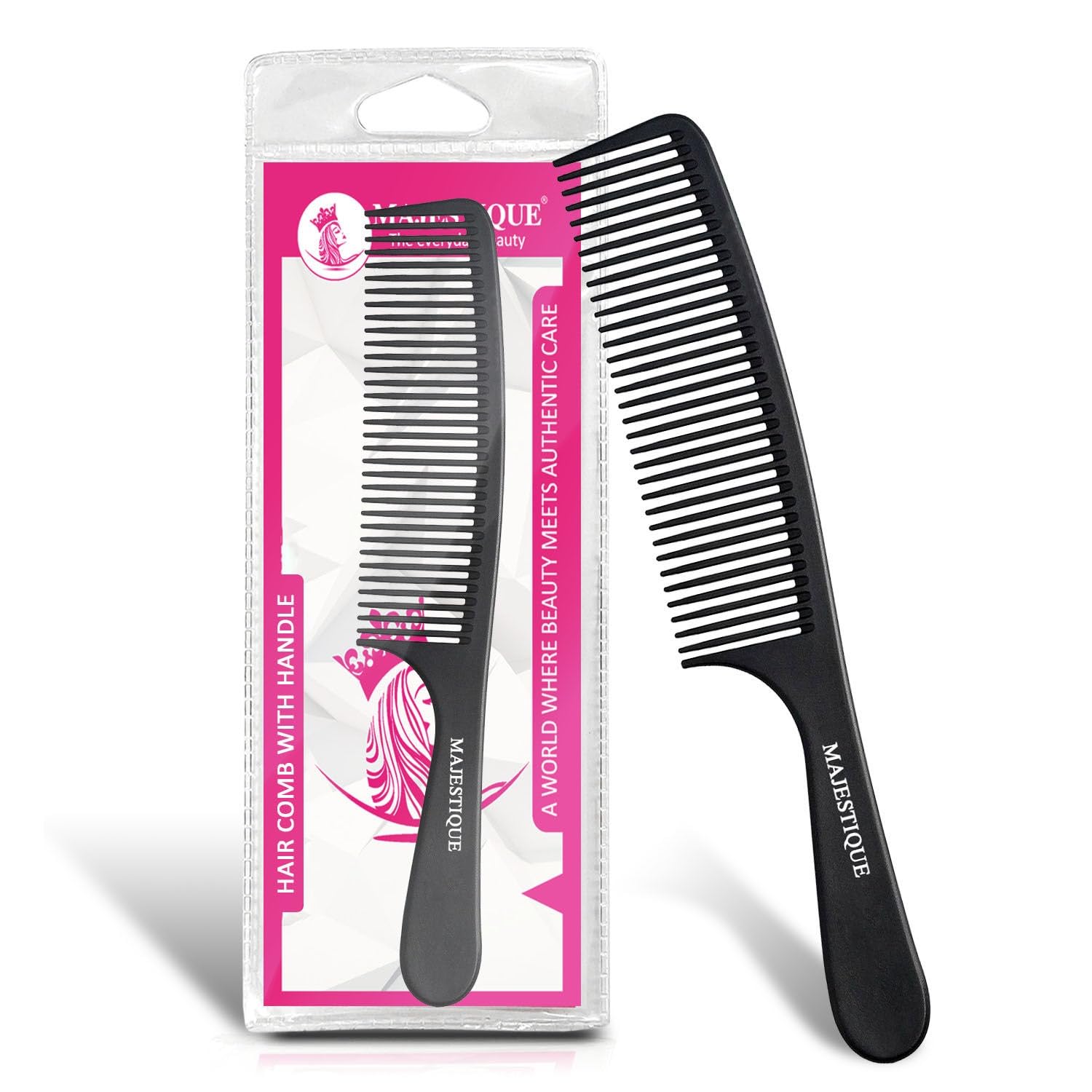 Majestique Extra Wide Tooth Comb Pocket Size Unbreakable Plastic Hairdressing Styling Combs for Salon or Hotel Hair Care (Black)-image-41