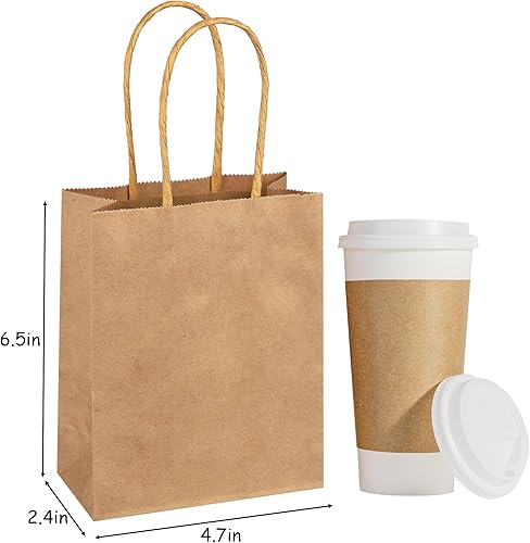 Miniatura 5 de SPERPAND 120 mini bolsas de papel marrón  6.5 pulgadas pequeñas bolsas de regalo de papel kraft para cumpleaños, baby shower, Navidad, boda, bolsas