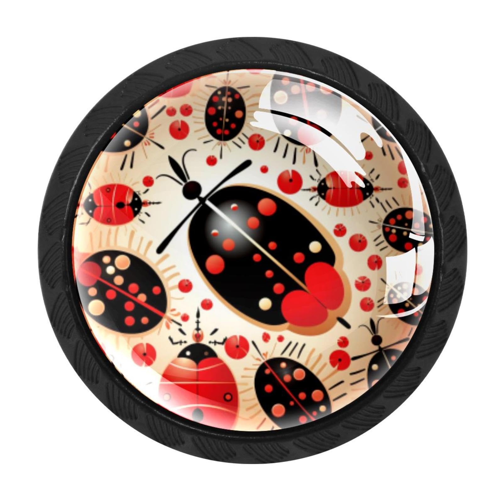 CHENZZZZ 4 Pieces Dresser Knobs Ladybird Drawer knobs Cabinet Knobs Pull Handles for Home Kitchen Office