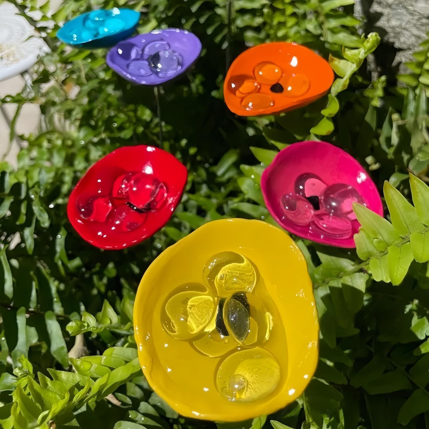 Bee Watering Station – Butterfly Puddler Cups, Pollinator Waterer with Honeybee Drinking Dish, Bee Baths & Hummingbird Feeders for Garden Decor Outdoors (Mix*7)
