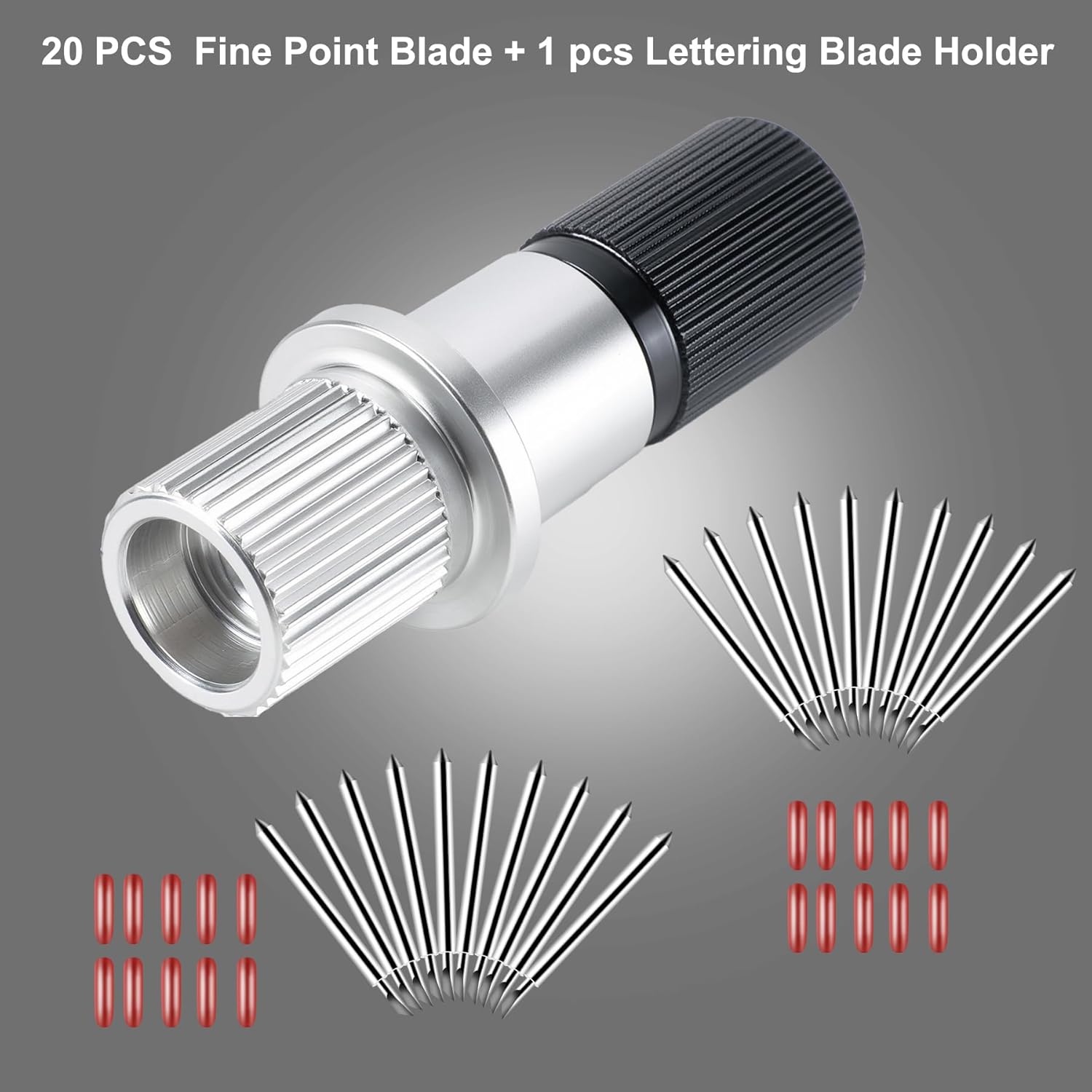 20 Pcs BFVV 45 Degree Vinyl Cutter Plotter Cutting Blades Compatible with Roland Cutting Plotter, with Blade Holder Base, Standard Tungsten Carbide Blades Cut Multiple Materials