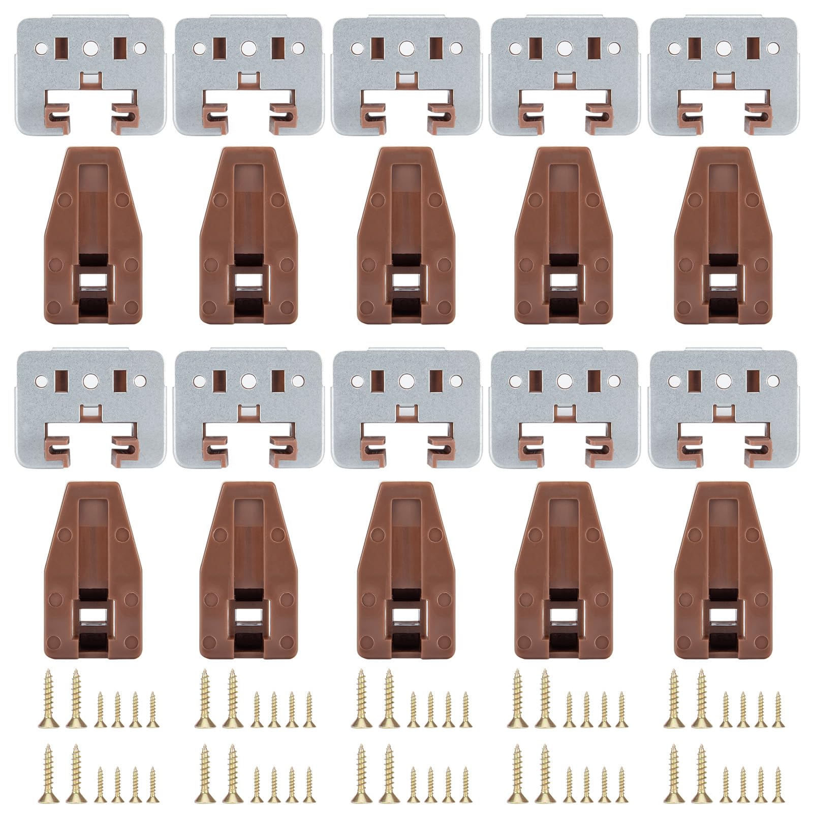 LONTAN 10 Pack Drawer Guides with Metal Backing Brackets for Commercial Kenlin Rite-Trak I Drawer Tracks for Center Mount Drawer Slides for Universal Dresser Repair