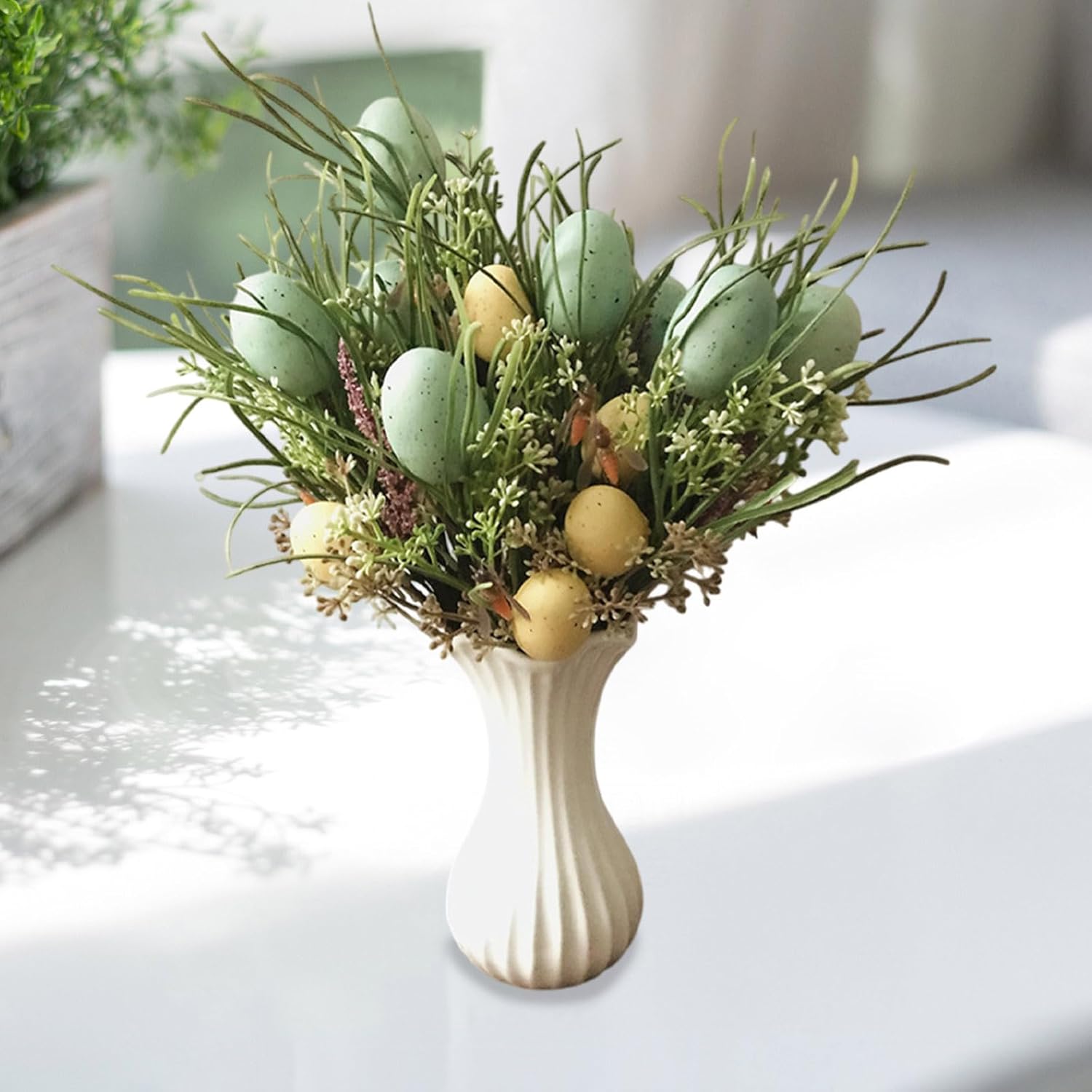 Artificial Easter Egg Flowers, 1/5 Pcs Easter Colorful Egg Decorations, Spring Floral Stems Easter Egg Twig Branches, for Spring Decoration Home Party Vase Floral Arrangement (5pcs)