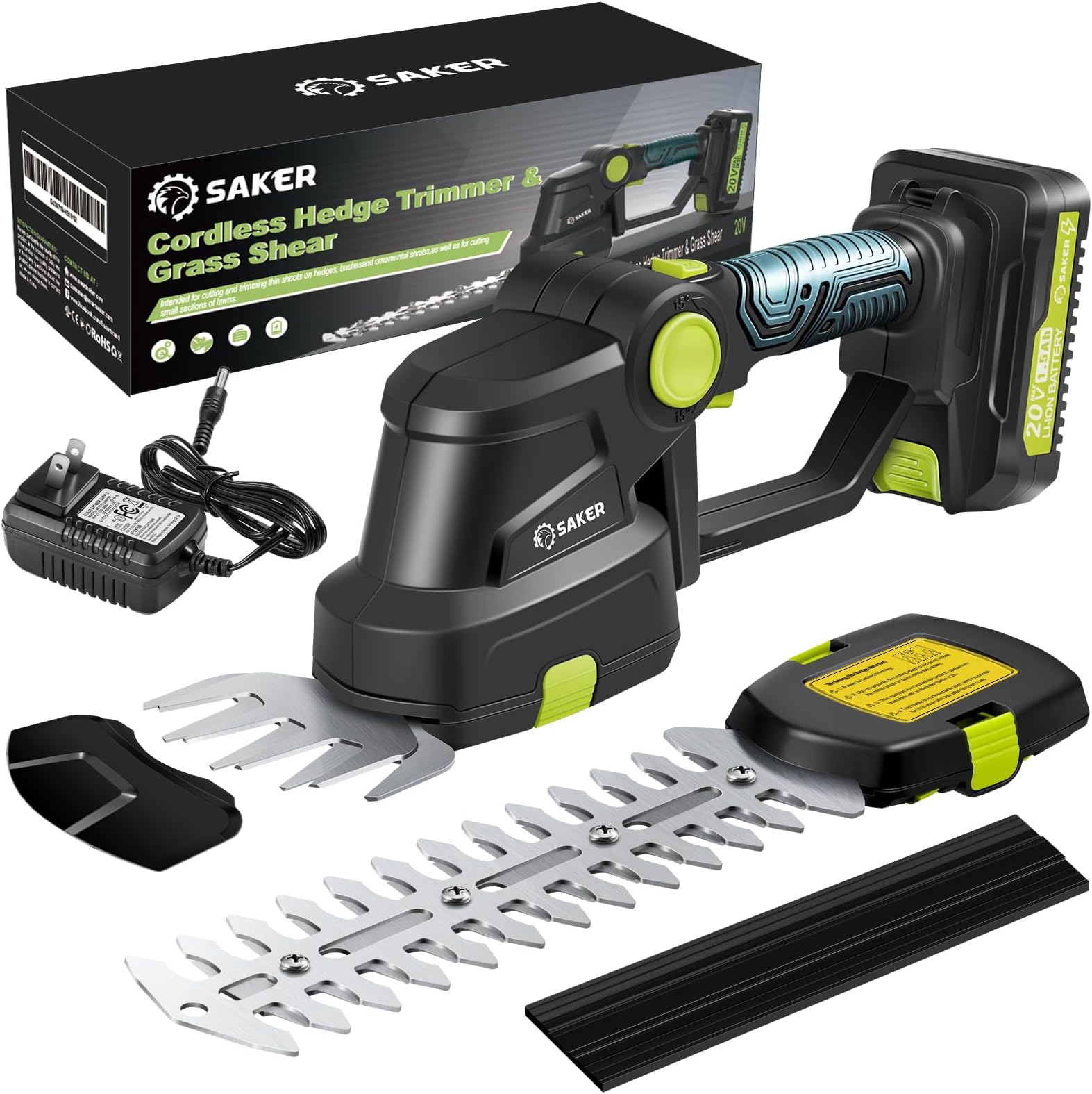 Cordless Hedge Trimmer-20V Electric Shrub Trimmer Grass Shears Handheld Grass Cutter, Hedge Shear with 1 PCS Rechargeable Battery and Charger for Garden, Lawn