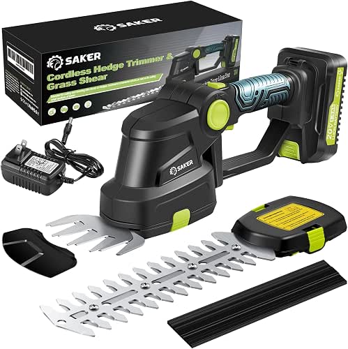 Saker Cordless Hedge Trimmer-20V Electric Shrub Trimmer Grass Shears Handheld
