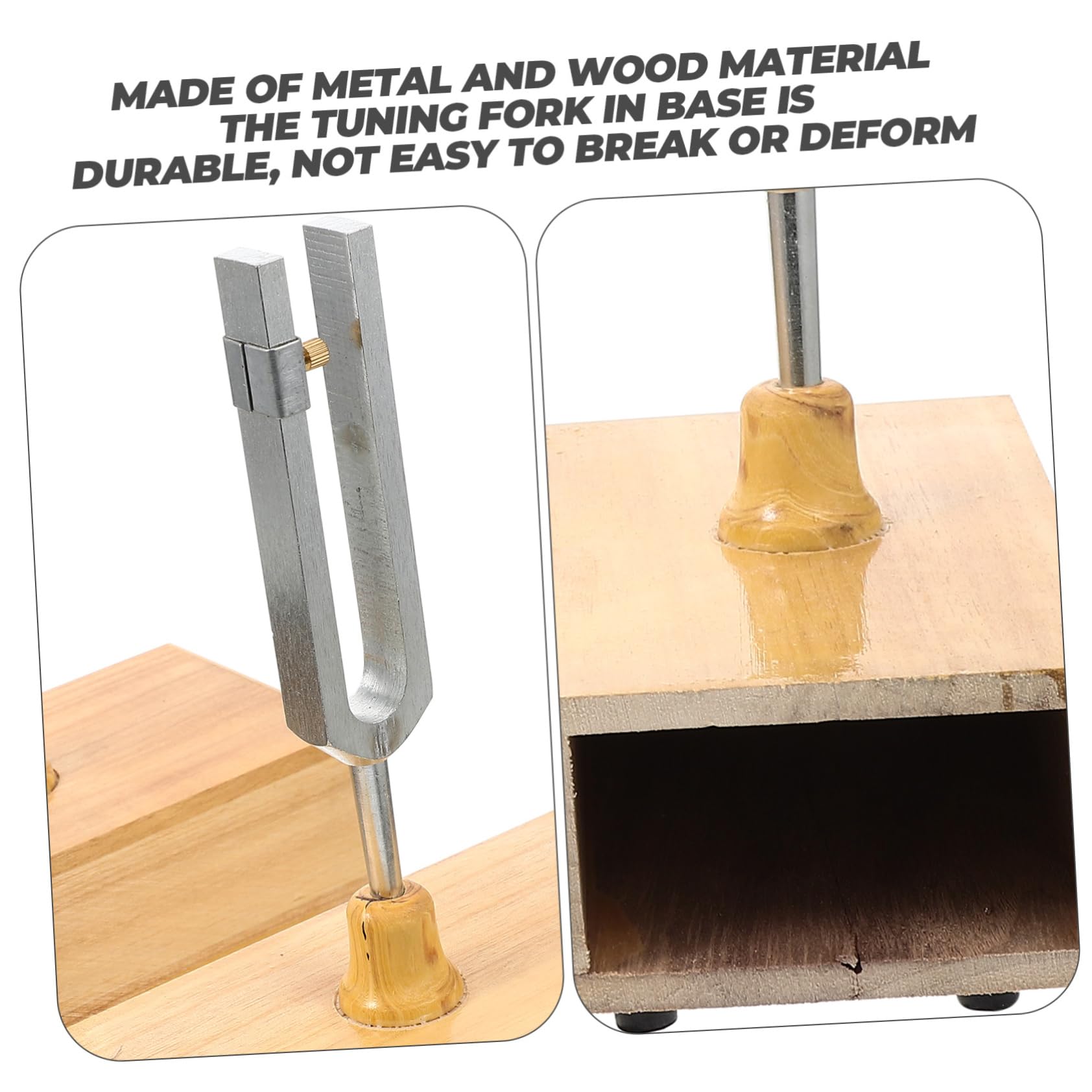 Stimmgabel Satz mit Holzsockel und Hammer 440hz aus Metall und Holz für Physikalische und Akustische Experimente Stabil