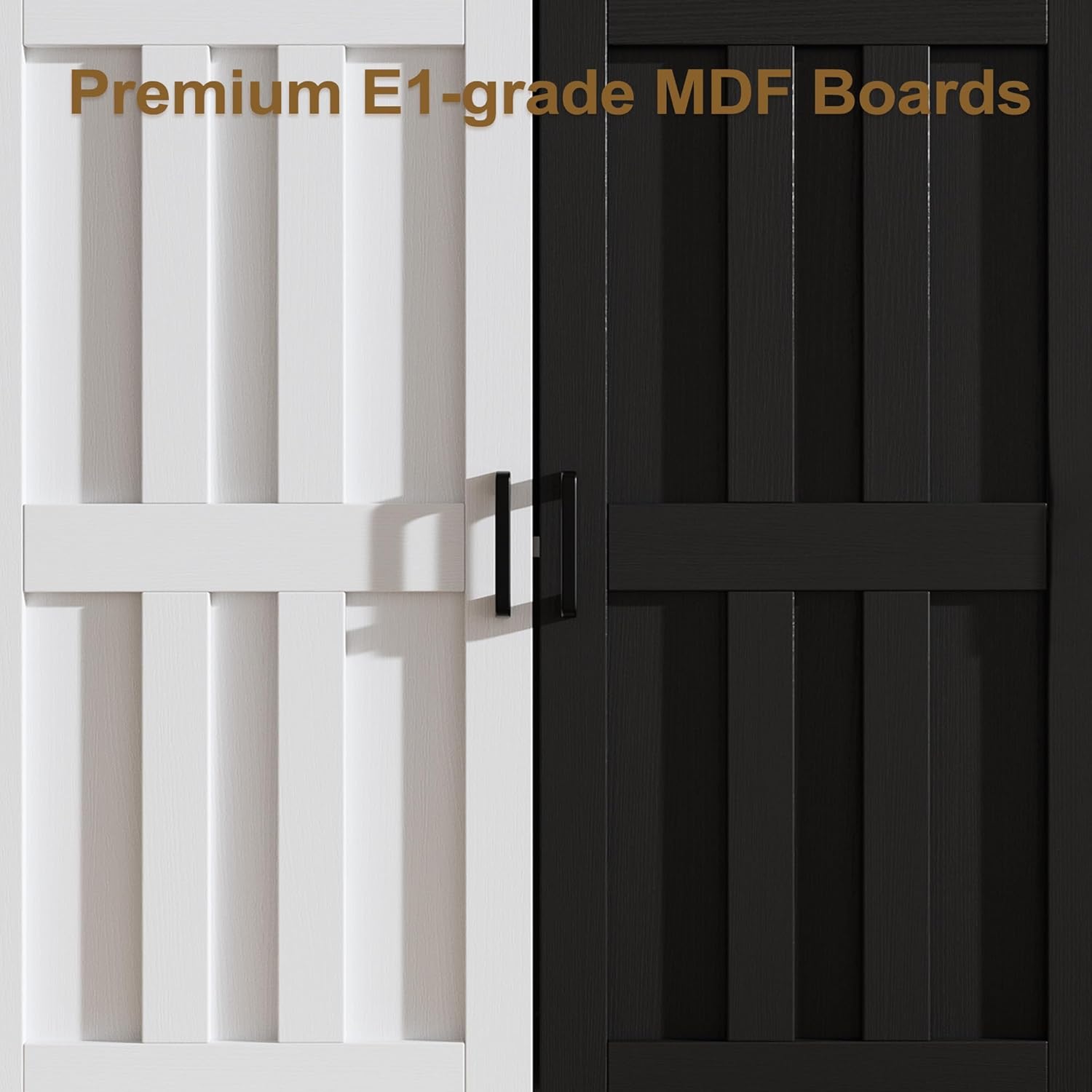 Modern Farmhouse Buffet Cabinet with Storage, 42" Large Sideboard Storage Cabinet with 3 Barn Doors, Coffee Wine Bar Cabinet Wood Table Credenza with Adjustable Shelf for Kitchen Dining Living Room Black image 6 of 8 B0FKBJ2Y35