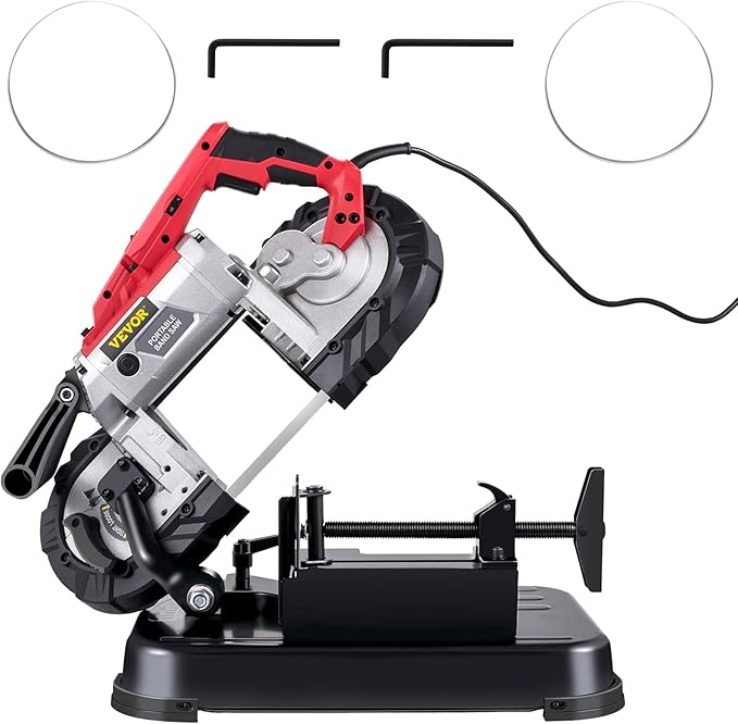 VEVOR Portable Band Saw, 110V Removable Alloy Steel Base Cordless Band