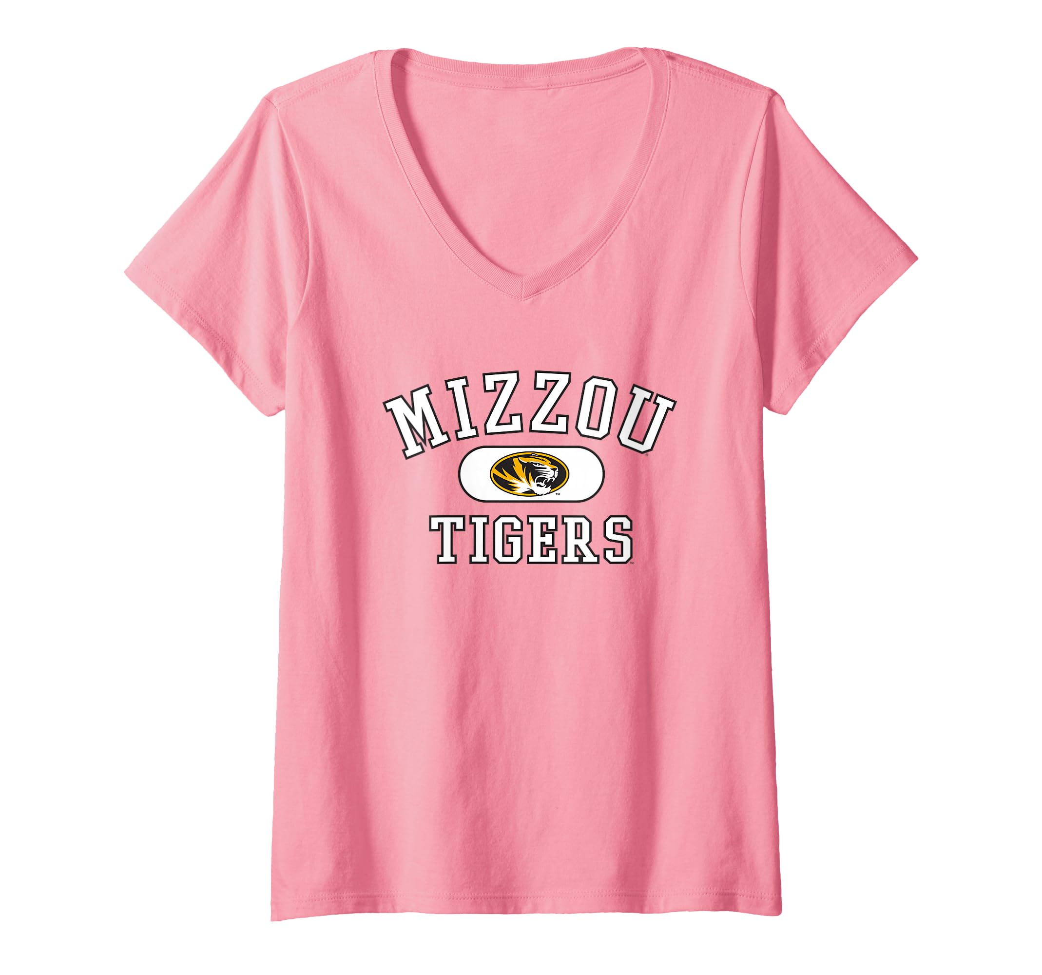Womens Missouri Tigers Varsity Pink Officially Licensed V-Neck T-Shirt